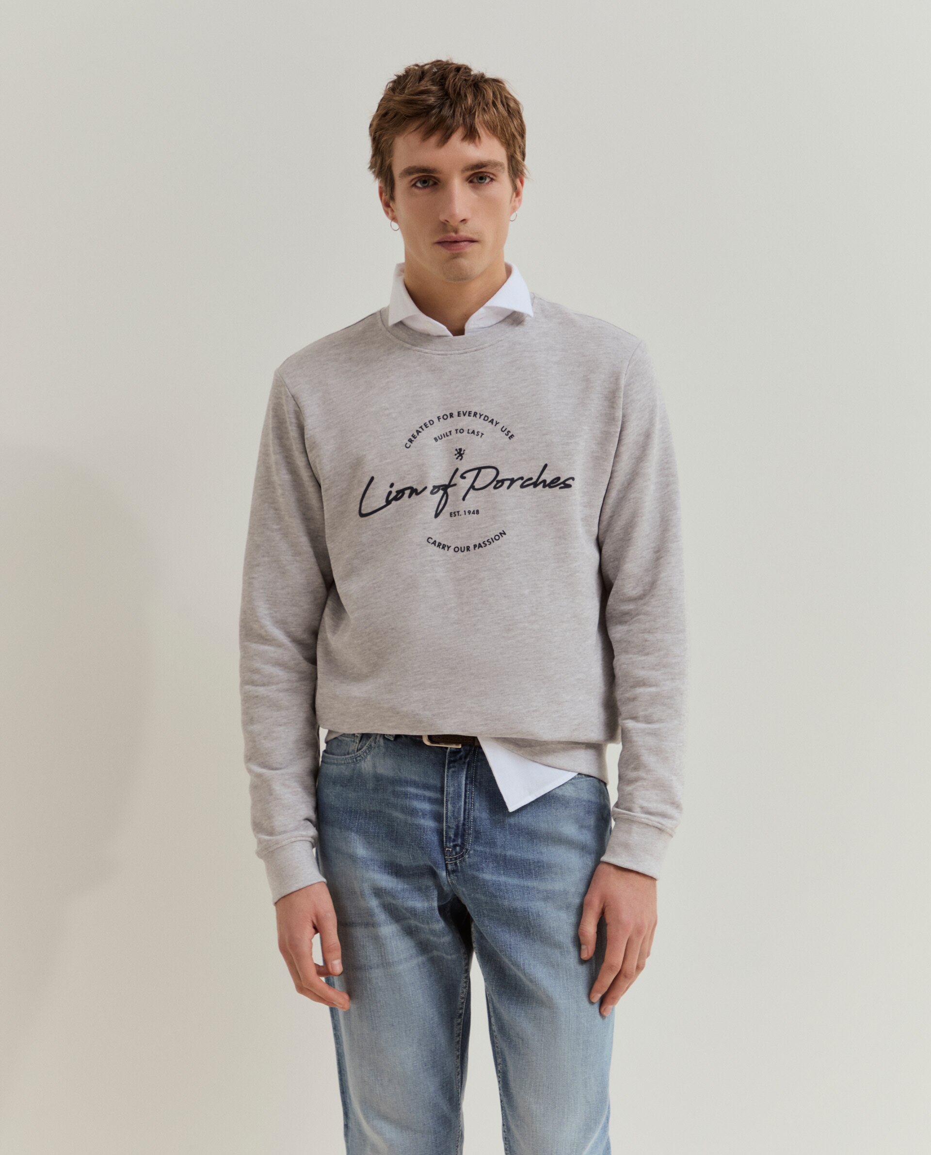 Sweatshirt em algodão Cinzento-2