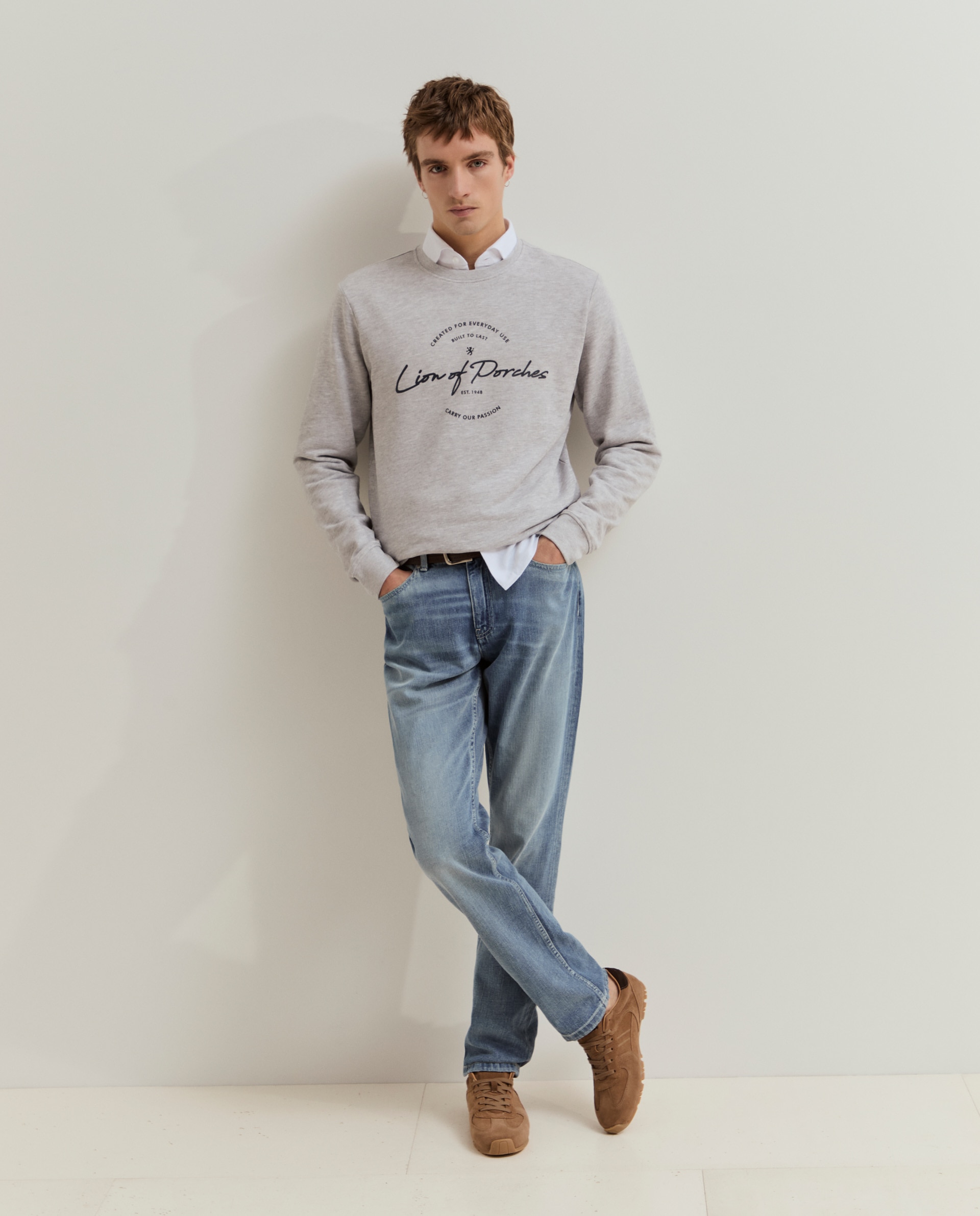 Sweatshirt em algodão Cinzento-4