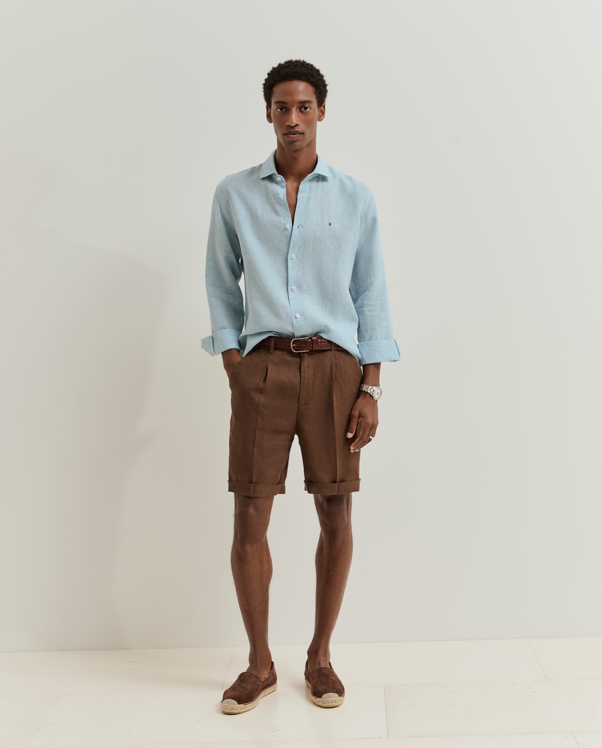 Bermudas de Linho Castanho-4