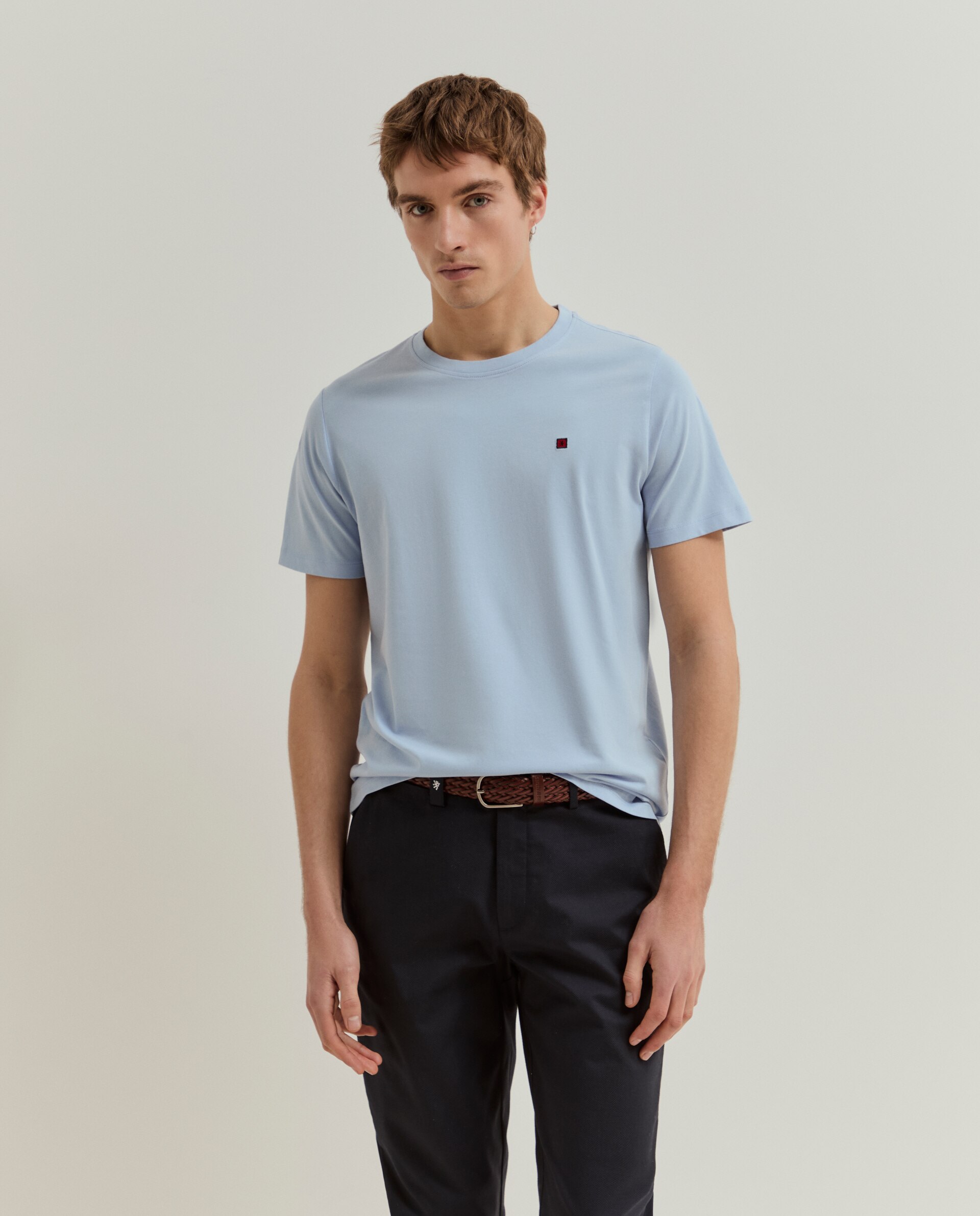 T-shirt Básica em Algodão em Azul Azul-2