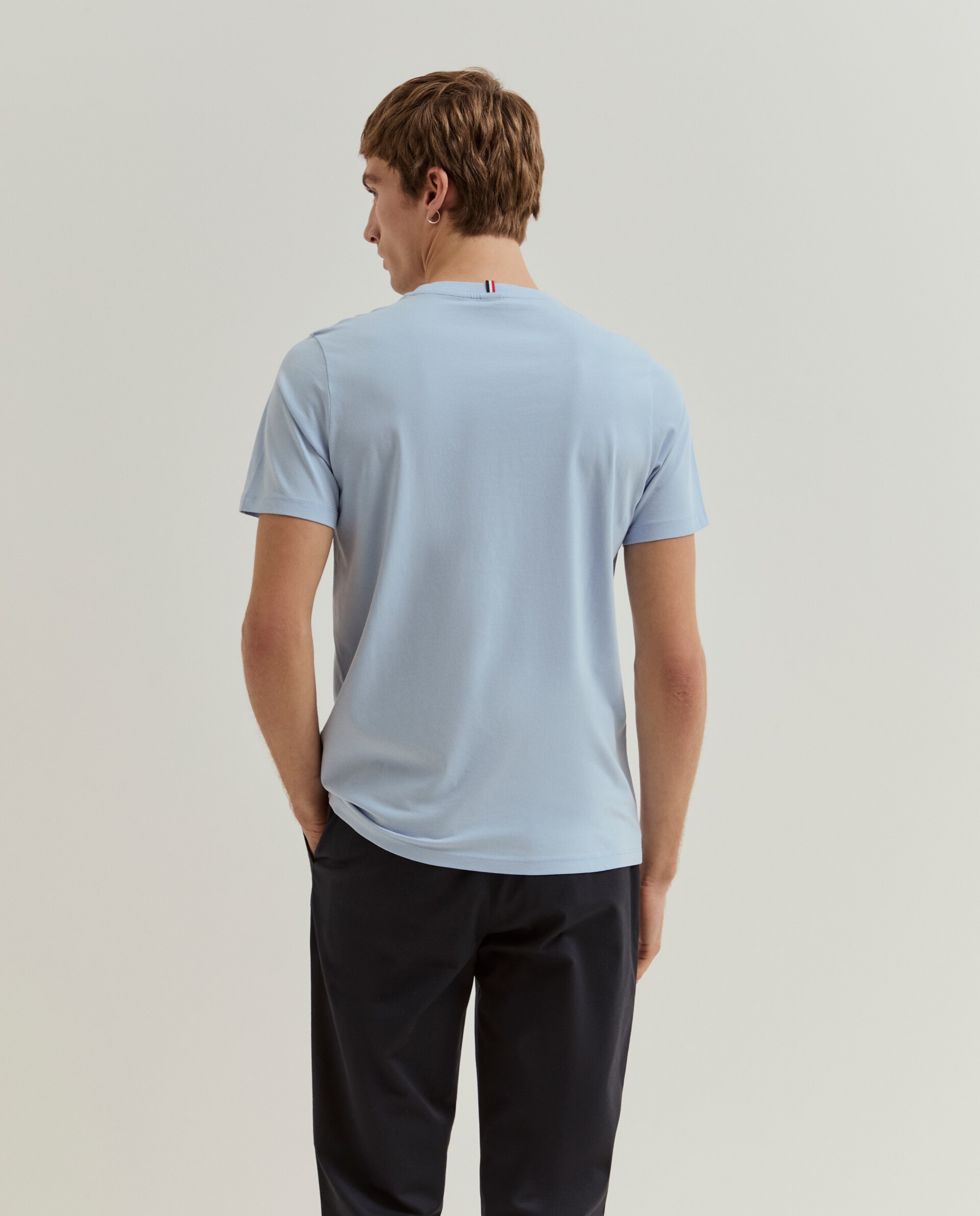 T-shirt Básica em Algodão em Azul Azul-3