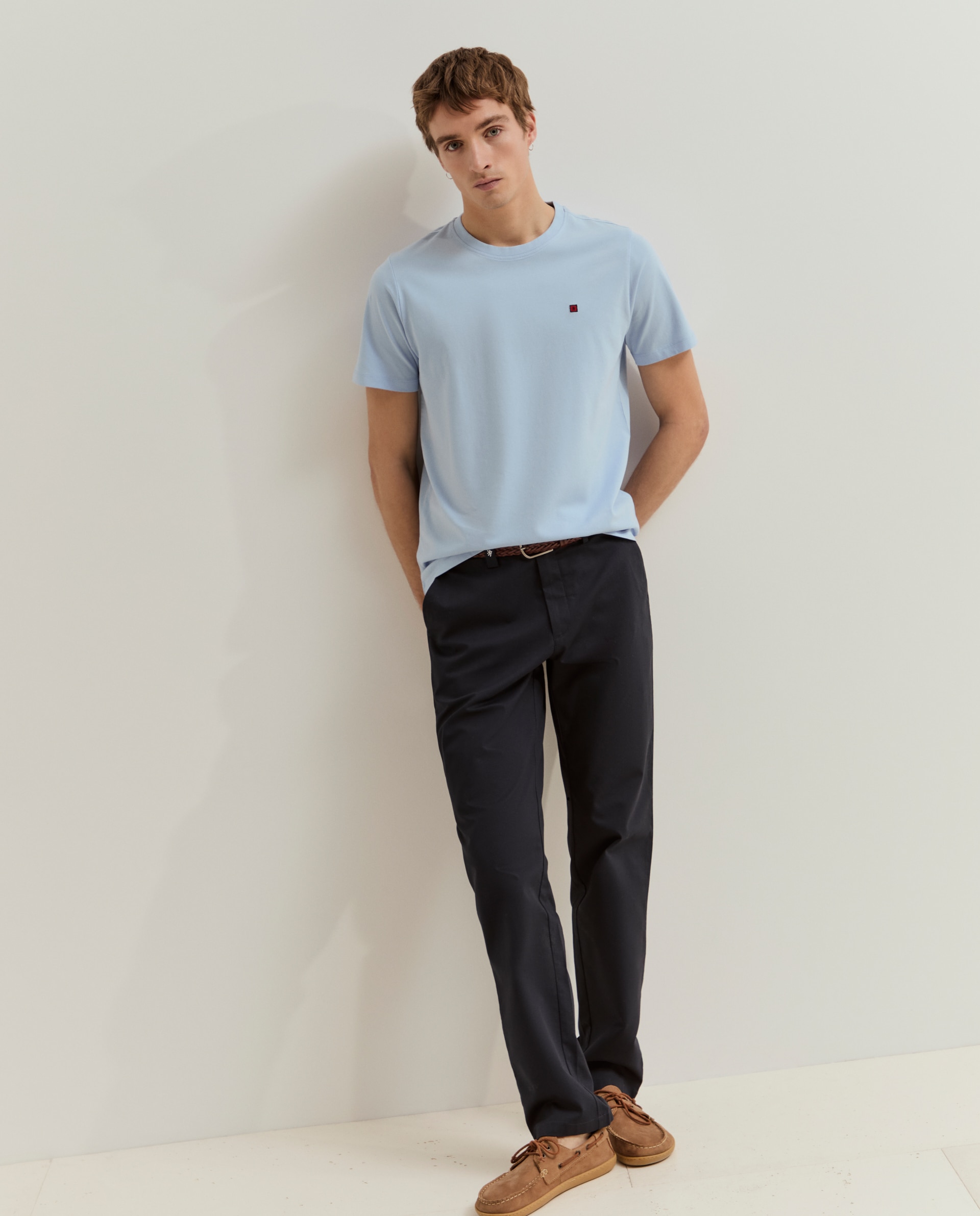 T-shirt Básica em Algodão em Azul Azul-4