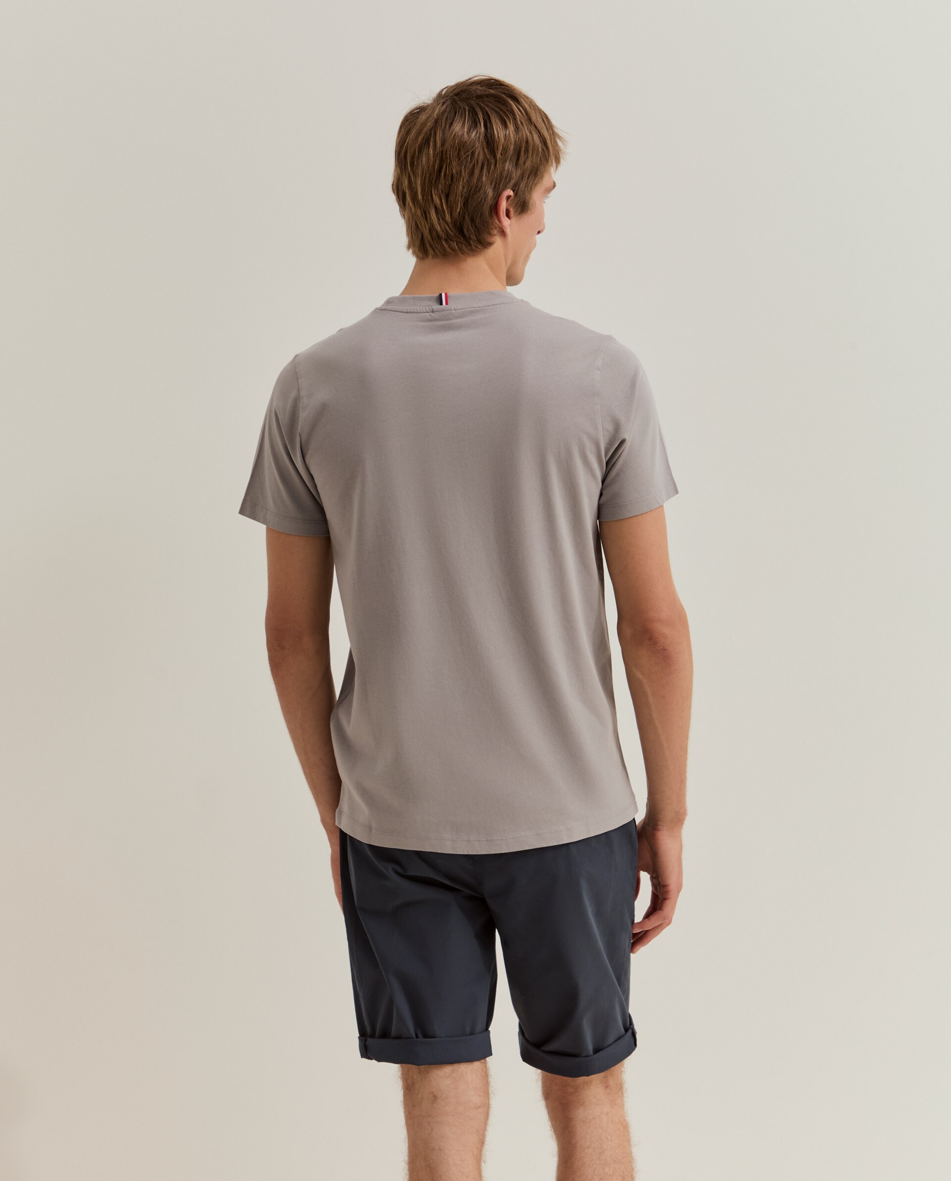 T-shirt Básica em Algodão em Cinzento Cinzento-3