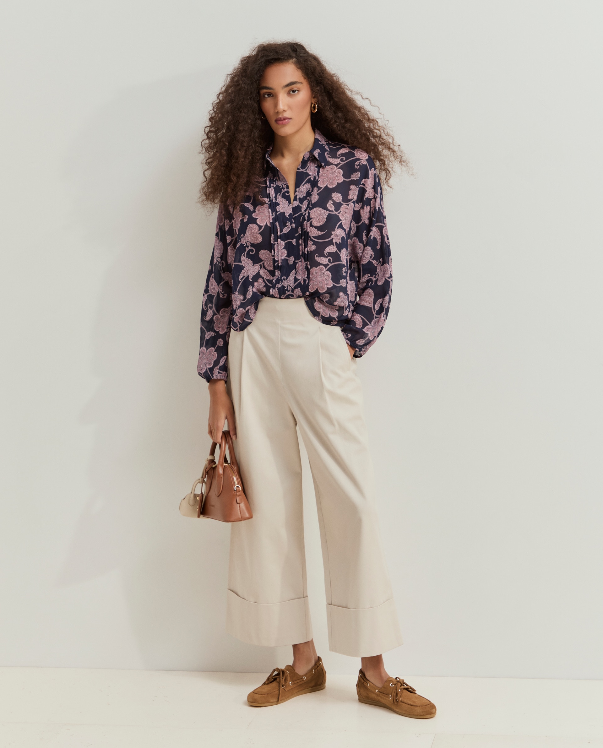Blusa com padrão floral Azul-4