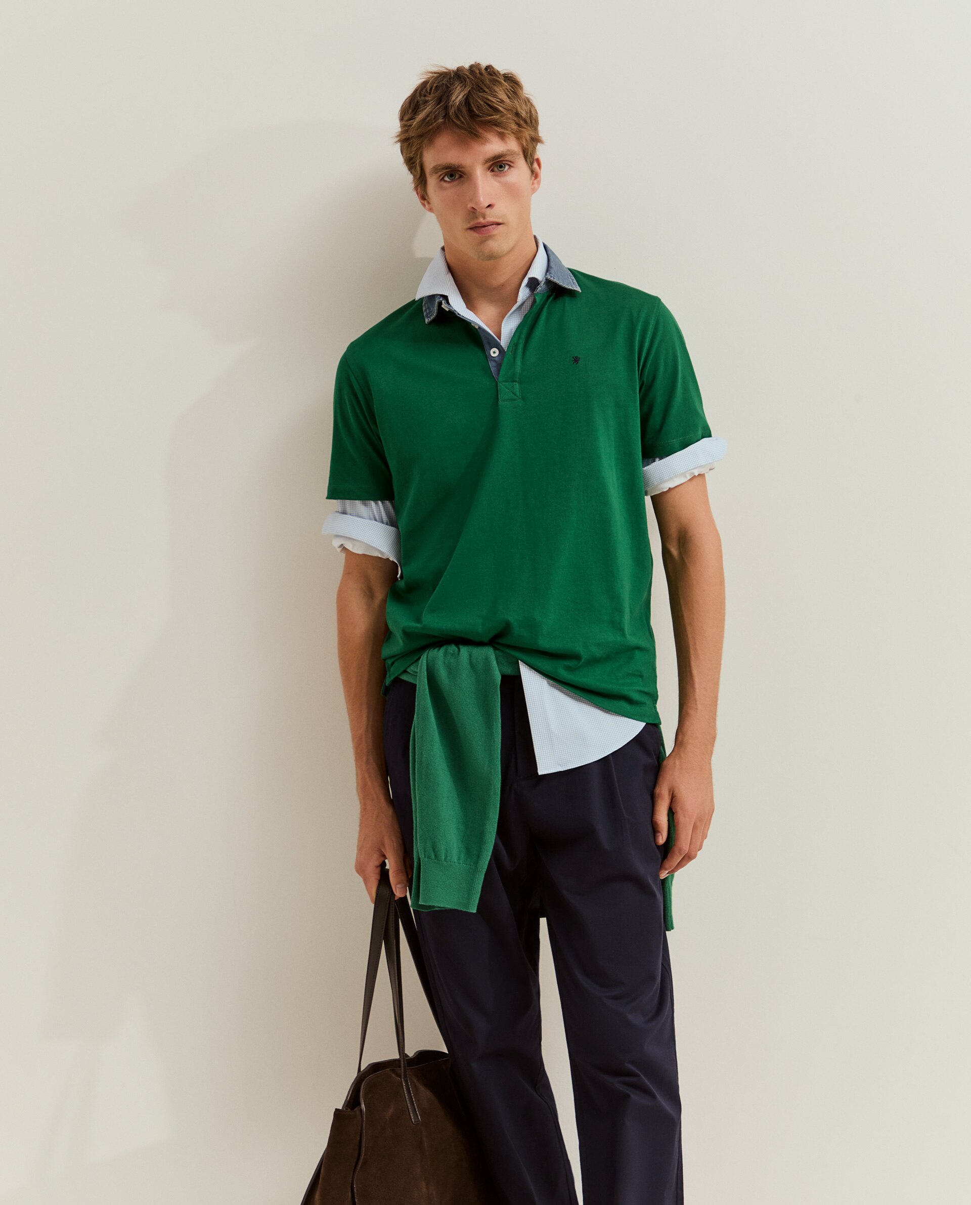 Imagem 0 de Polo de Manga Curta em Algodão com Gola Jeans