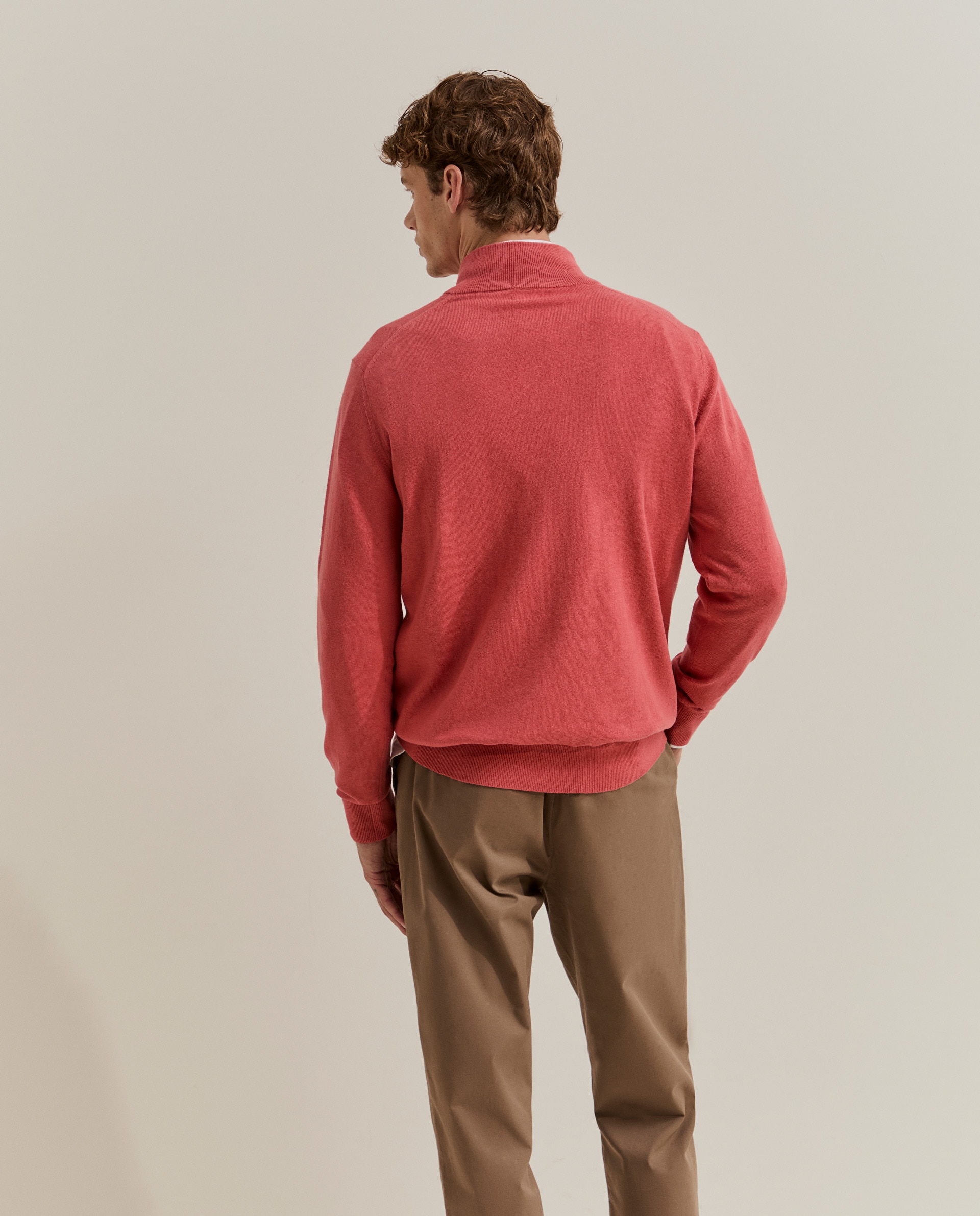 Camisola em Algodão com Fecho Zip Vermelho-3