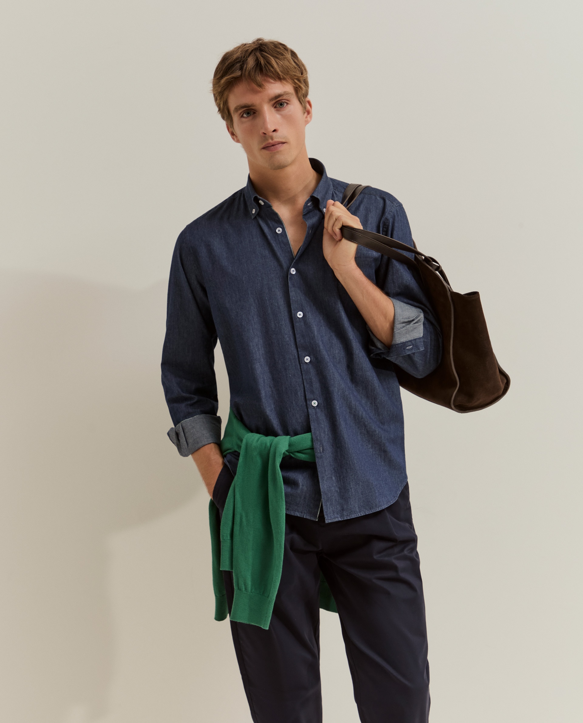 Imagem 0 de Camisa Jeans de Corte Regular