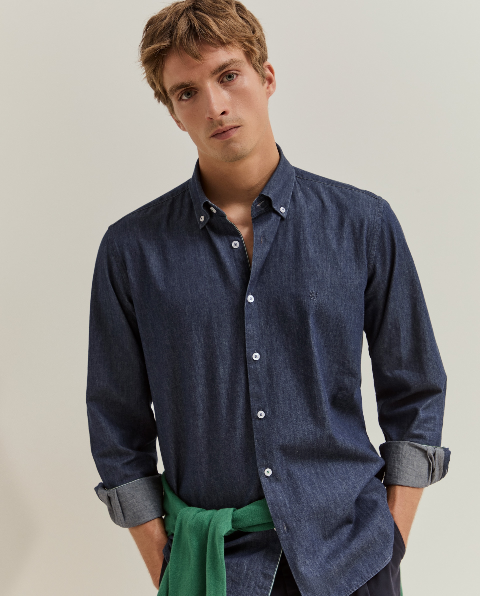 Camisa Jeans de Corte Regular Azul-2