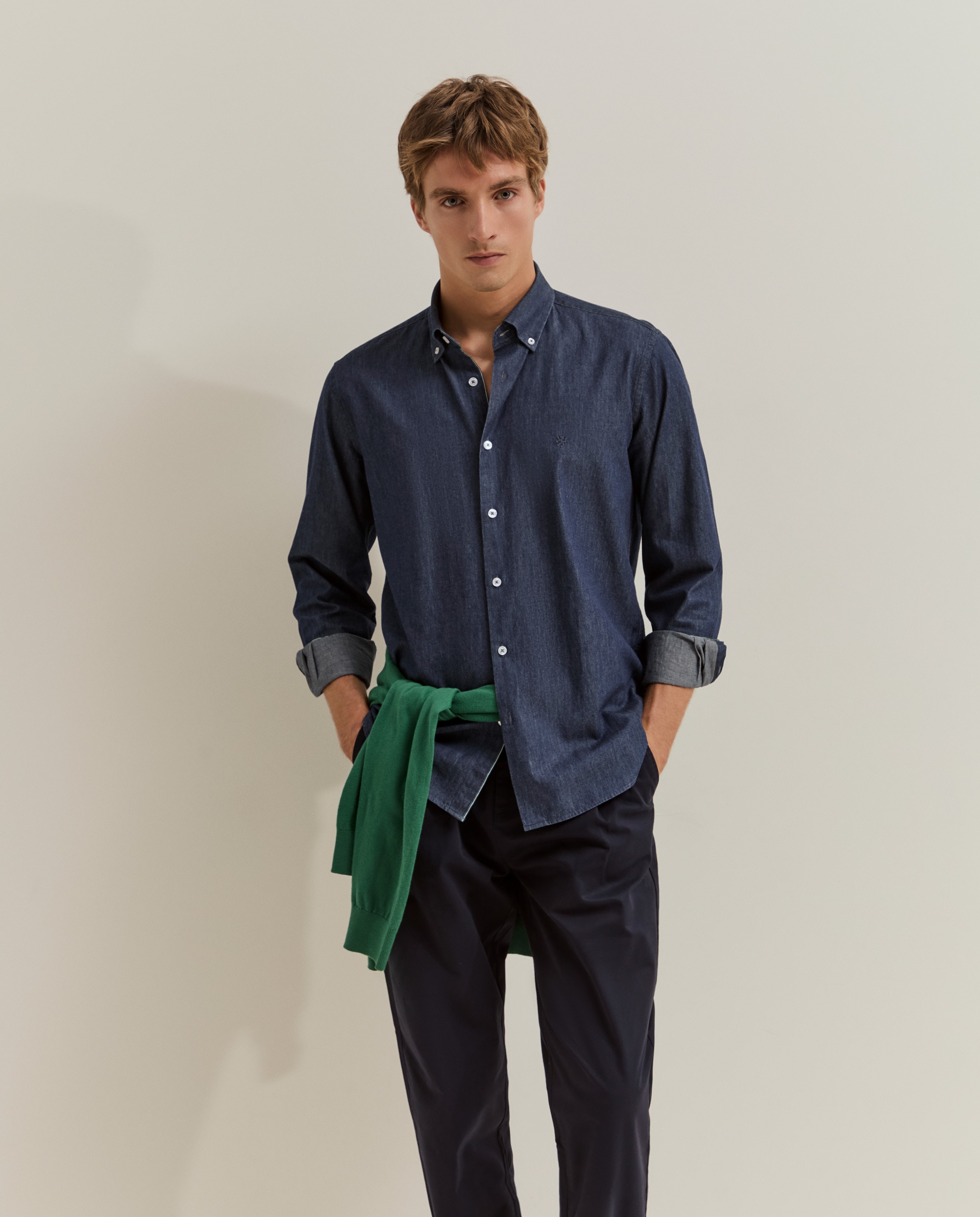Camisa Jeans de Corte Regular Azul-4