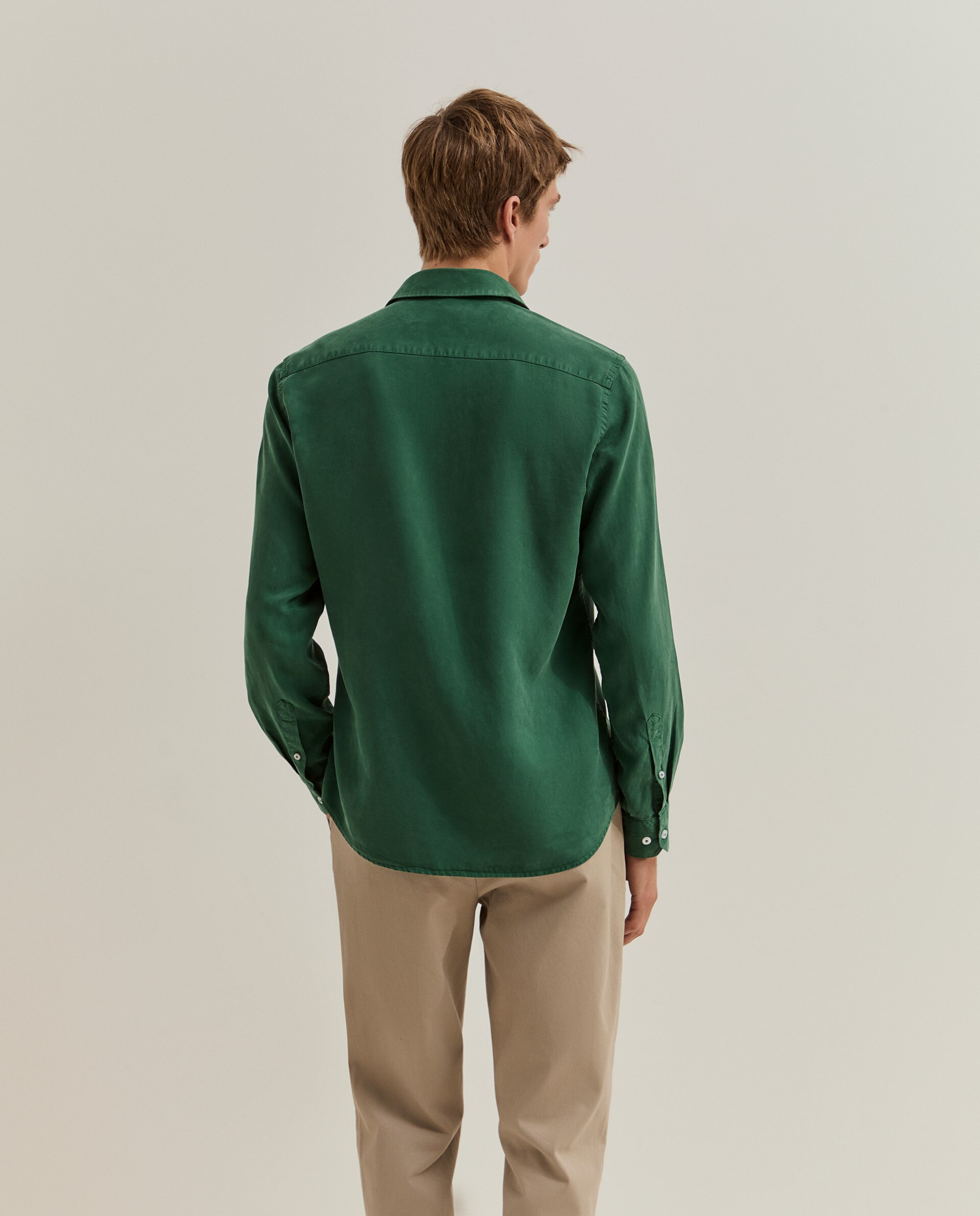 Camisa em Linho e Liocel de Corte Slim Fit Verde-3