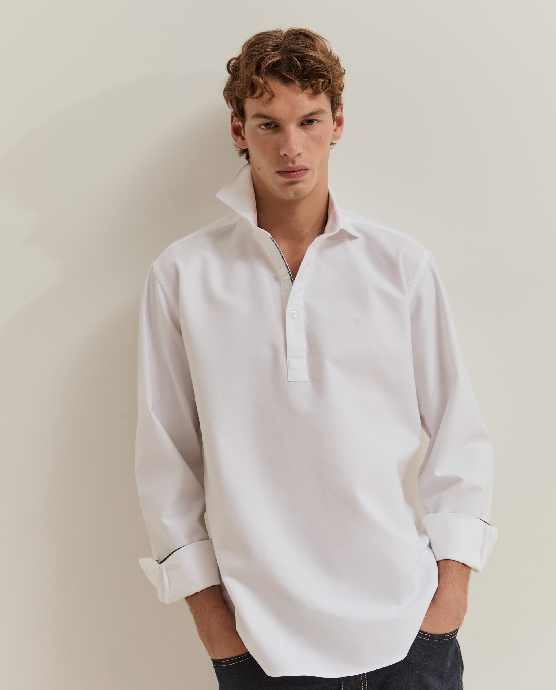 Camisa Regular Fit em Algodão Branco-4