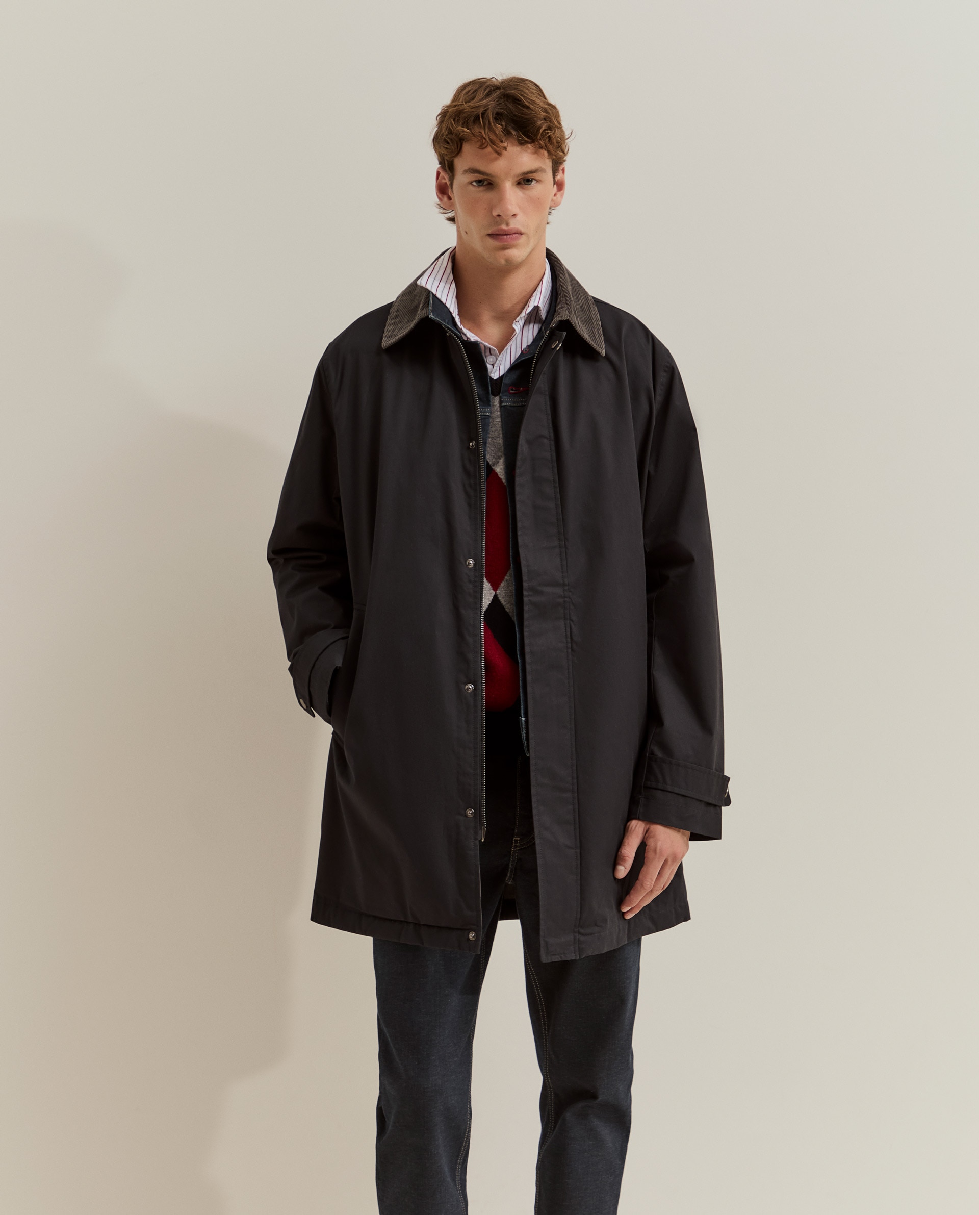 Parka com Gola em Contraste Azul-marinho-4