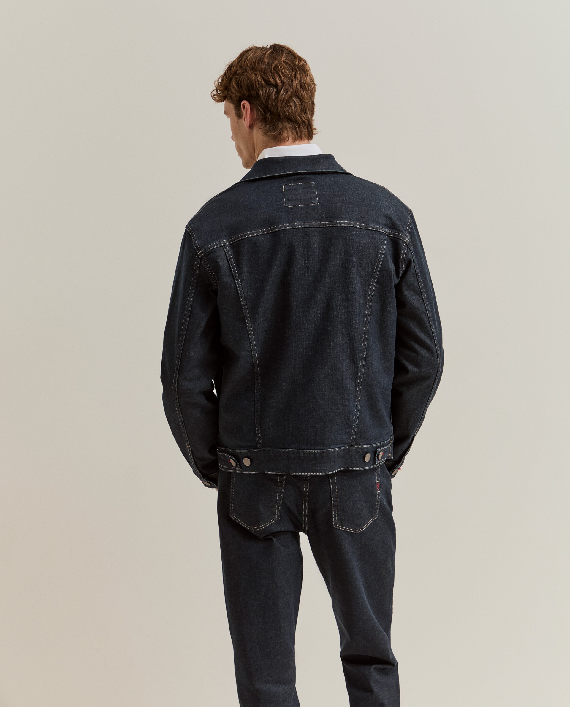 Casaco Jeans com Bolsos e Botões Azul-marinho-3