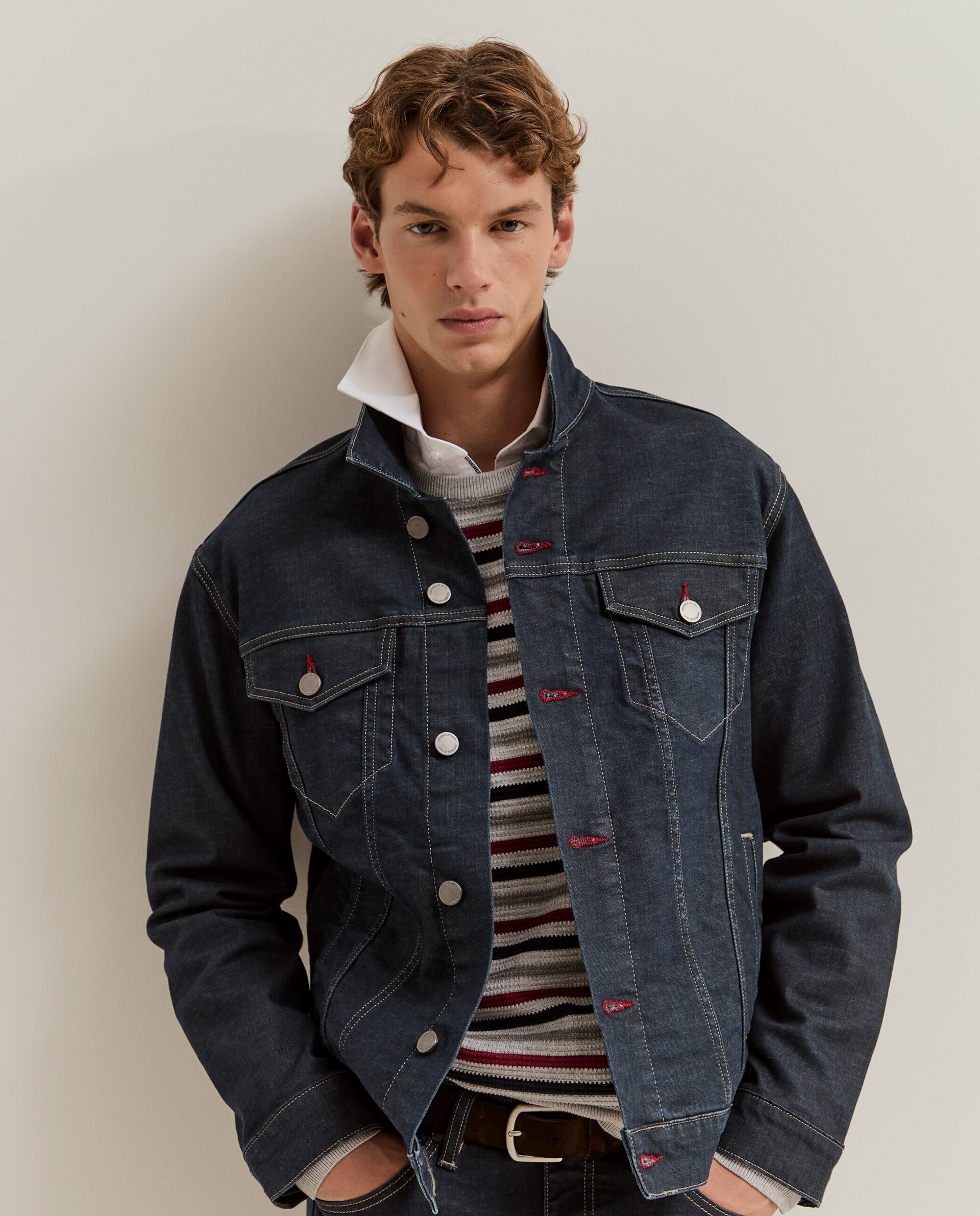 Casaco Jeans com Bolsos e Botões Azul-marinho-4