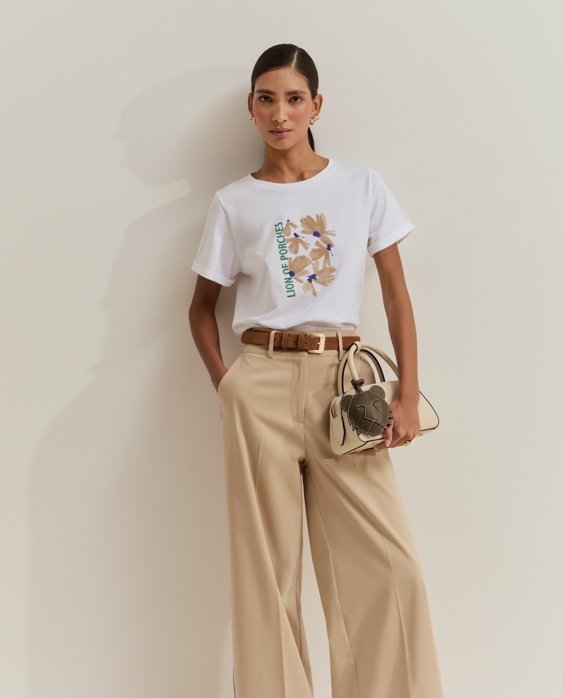 T-shirt de Algodão com Estampado Branco-2