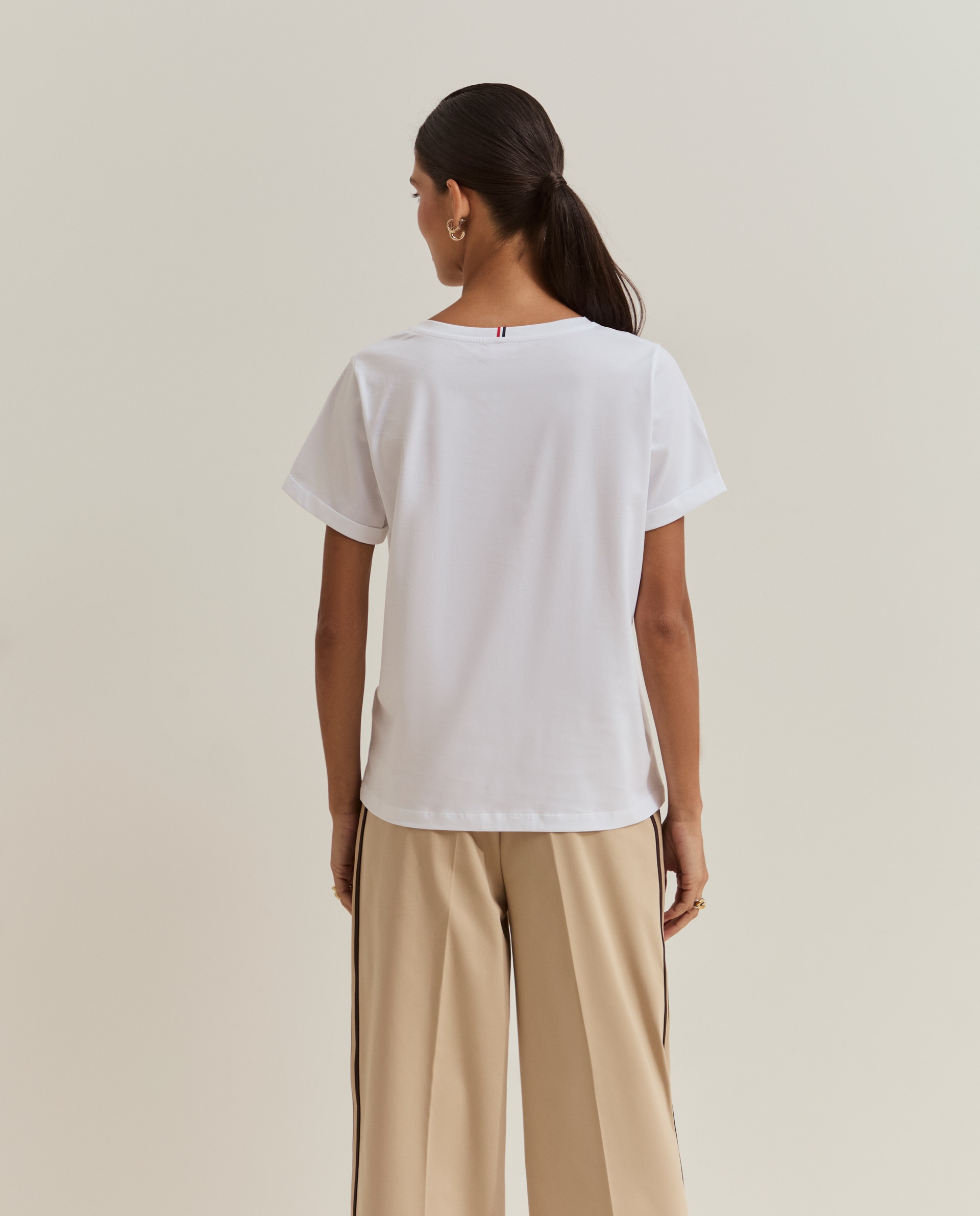 T-shirt de Algodão com Estampado Branco-3