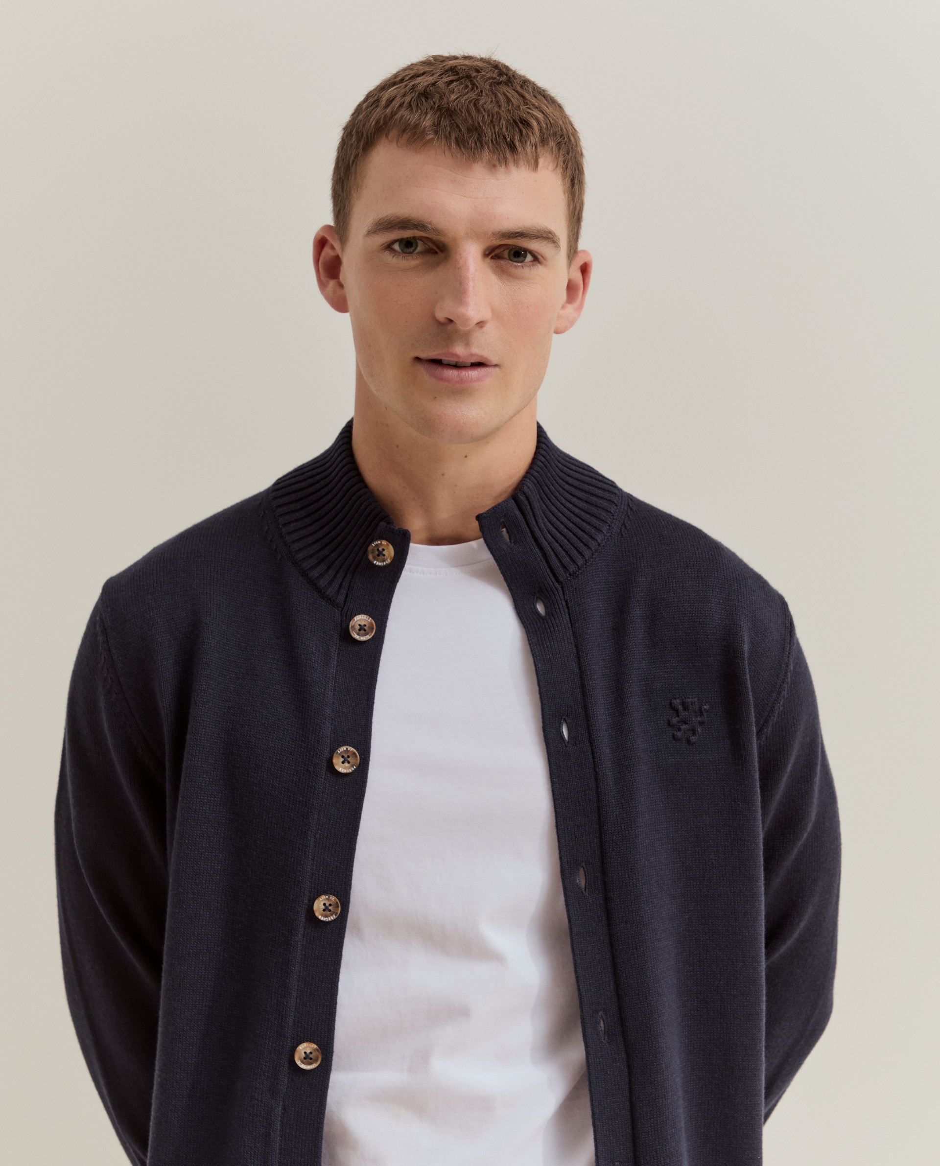 Cardigan com Botões Azul-marinho-2