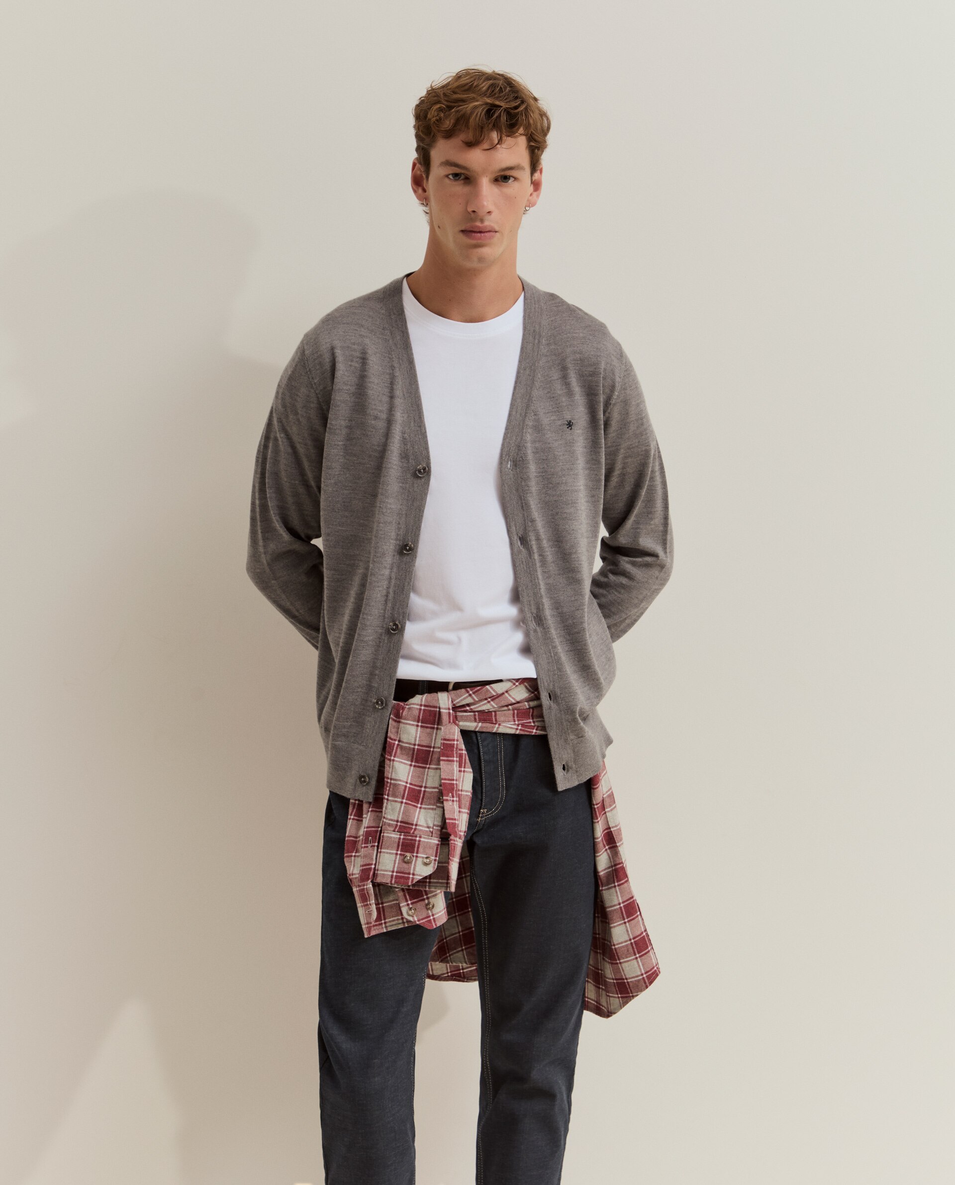 Cardigan em Lã Cinzento-4
