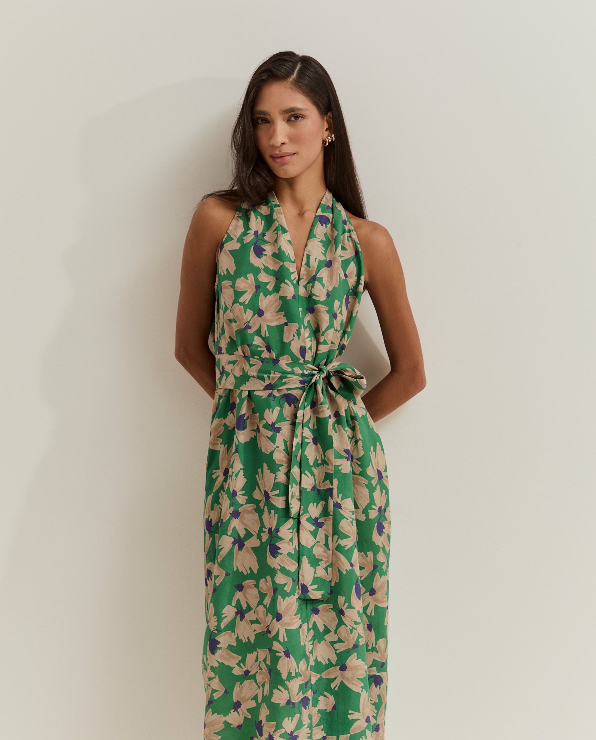 Vestido Midi Floral de Lyocell Verde-2