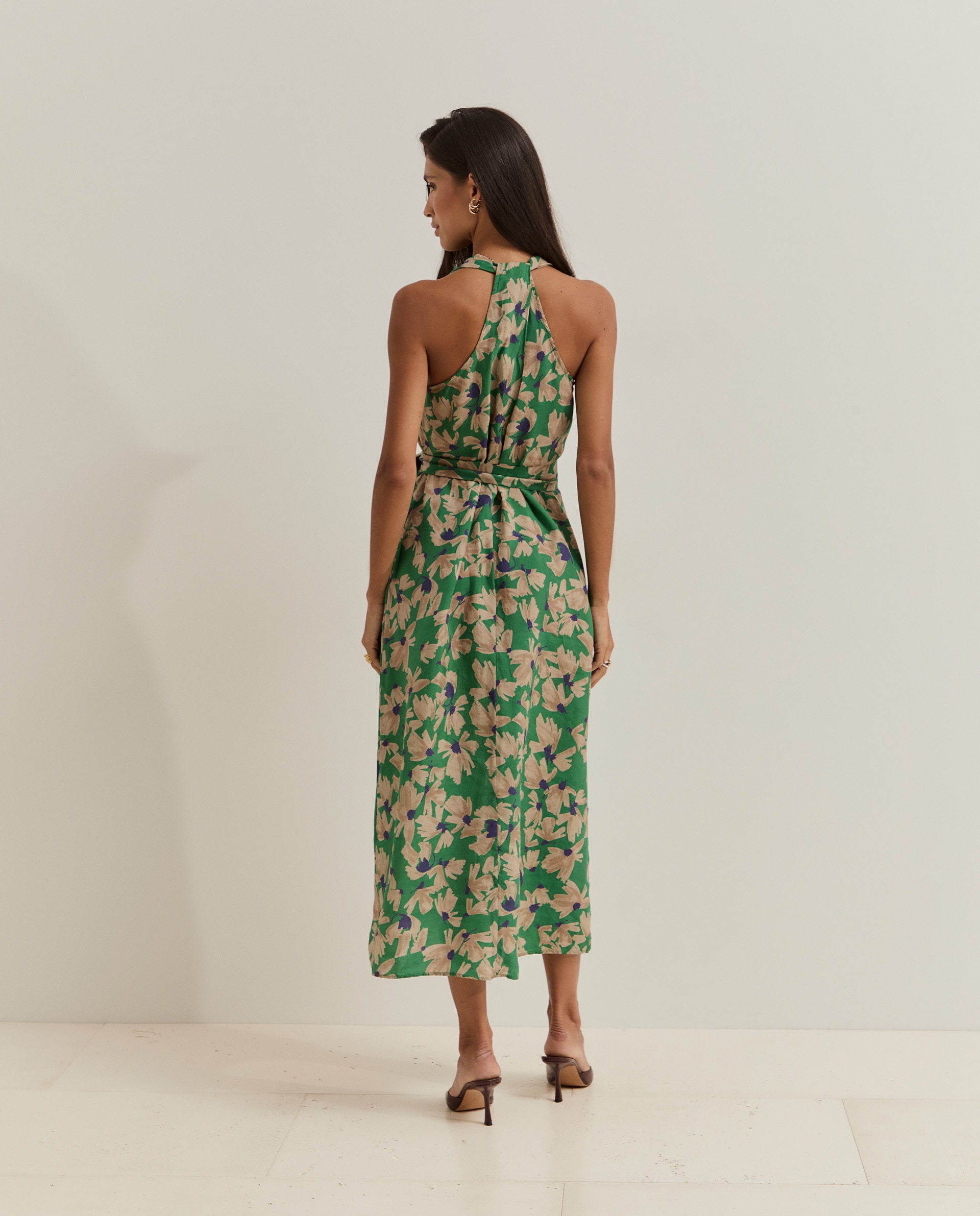 Vestido Midi Floral de Lyocell Verde-3
