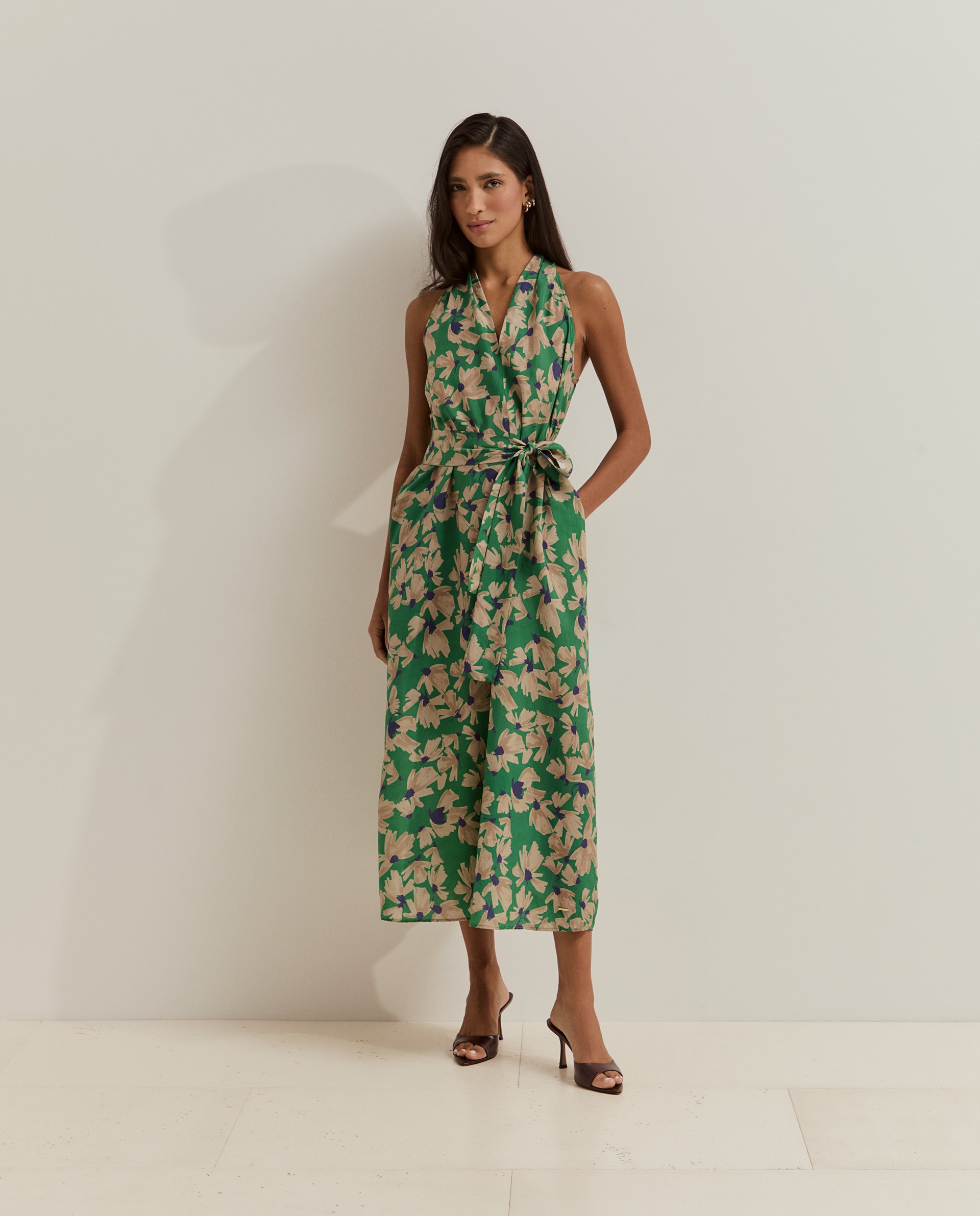 Vestido Midi Floral de Lyocell Verde-4