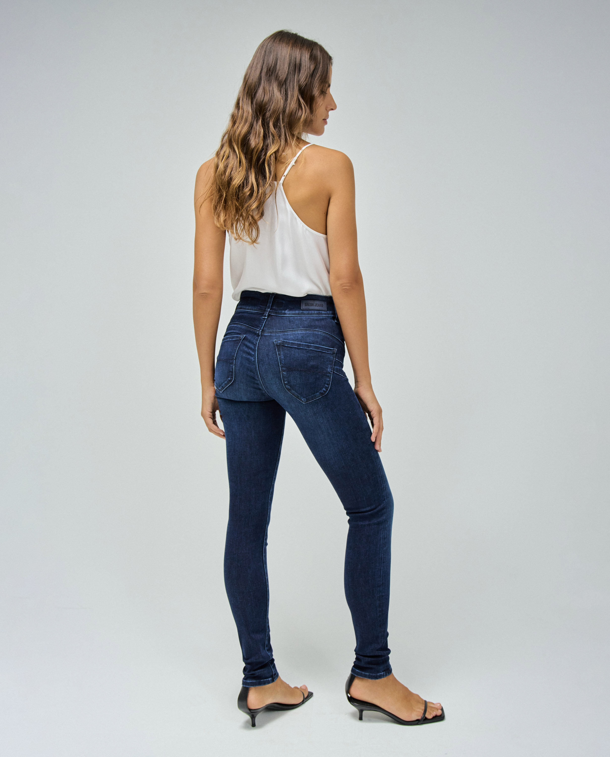 Jeans Straight Secret Skinny de Cintura Média Azul-marinho-3