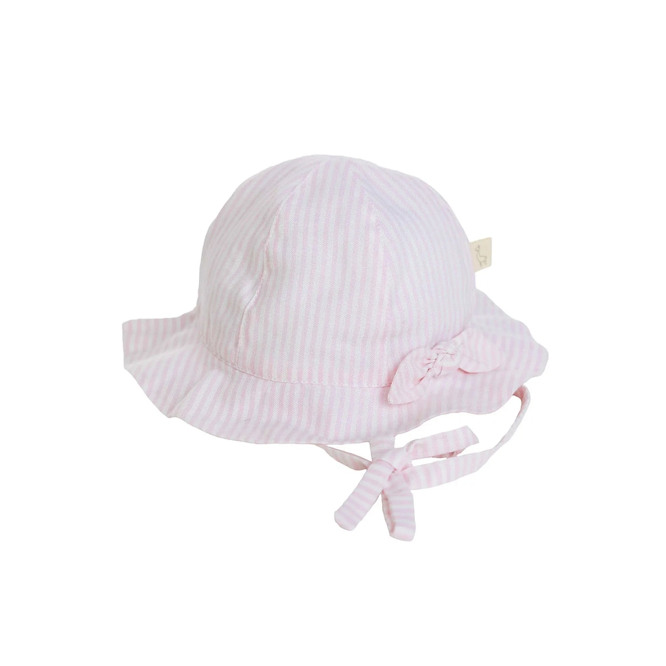 Chapéu de Menina às Riscas com Laço Rosa-1