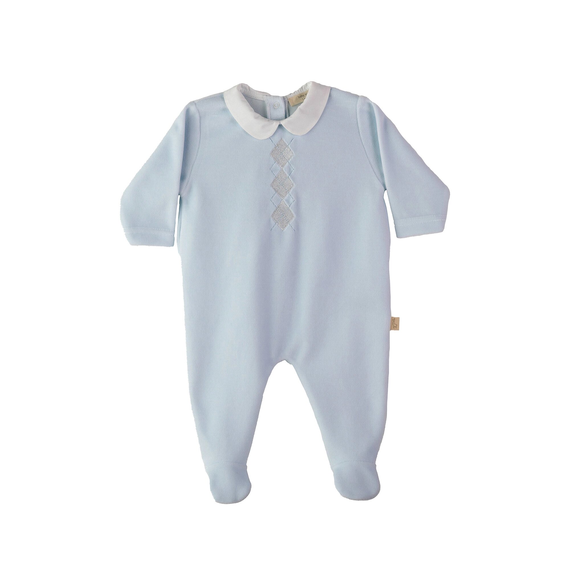 Babygrow em Veludo com Bordado Baby Gi Azul-1