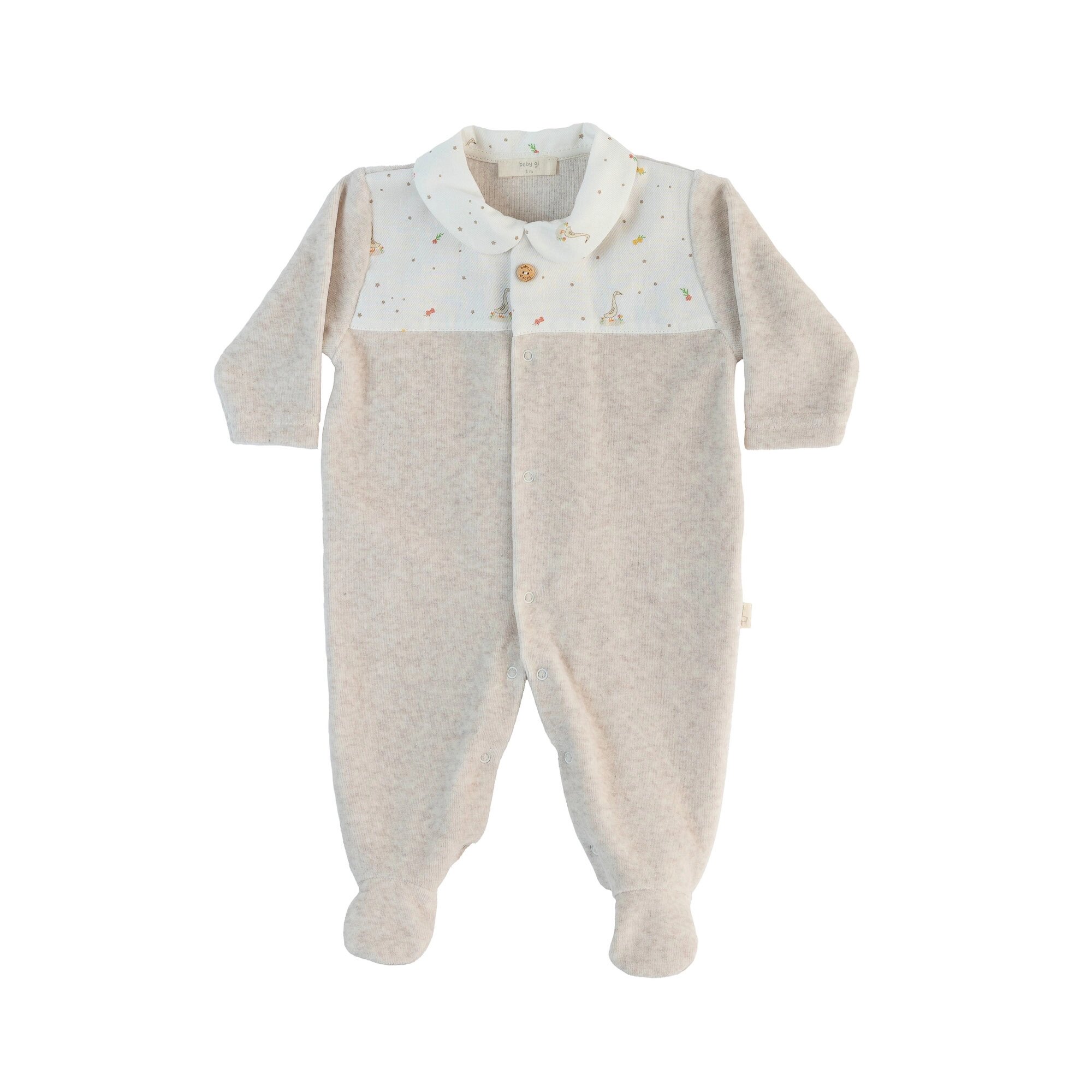 Babygrow de Abertura Frontal com Botão Baby Gi Camel-1