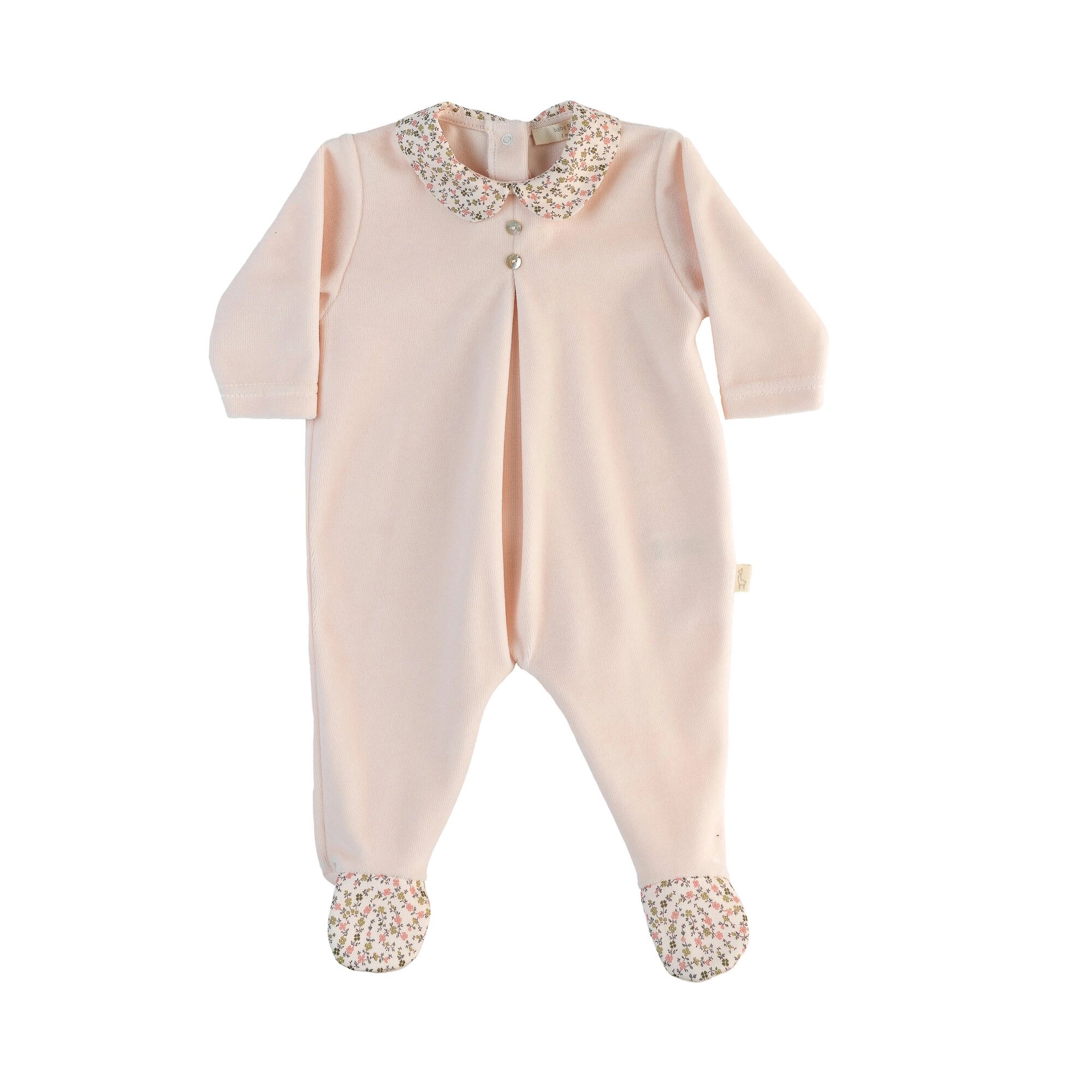 Babygrow com Gola Redonda Floral Baby Gi Salmão-1