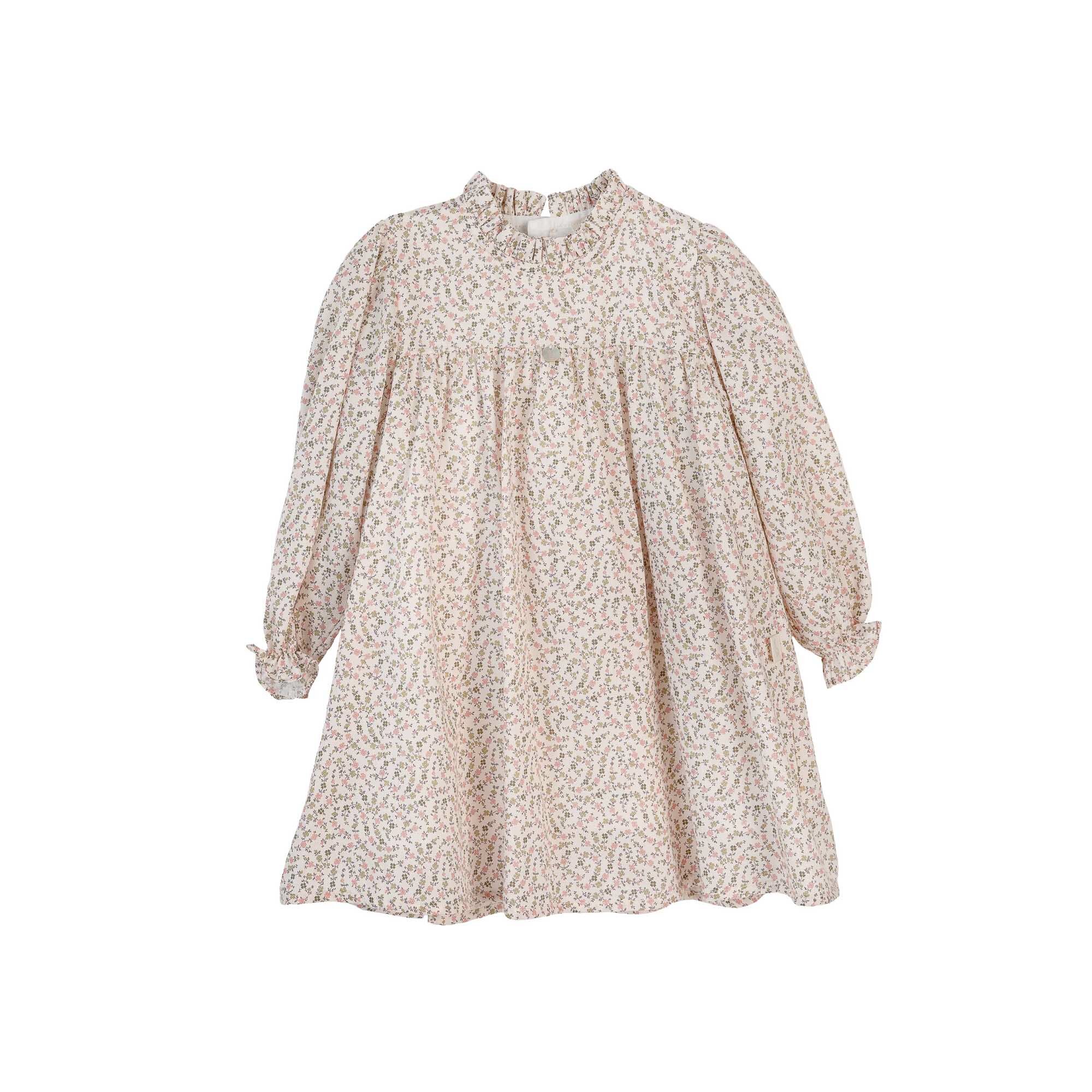 Vestido Floral com Gola em Folho Baby Gi Estampado-1