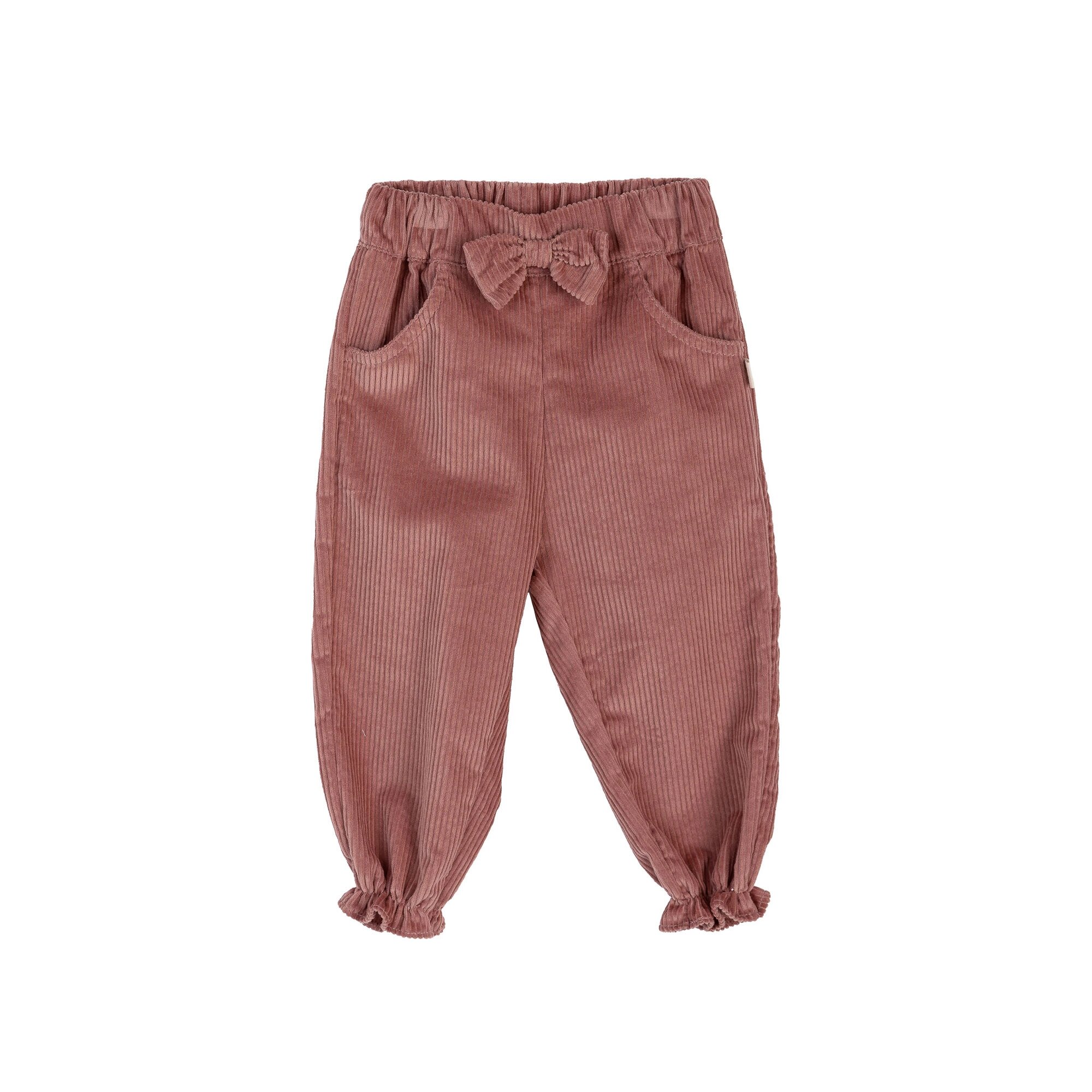 Calças em Bombazine com Laço Rosa-1