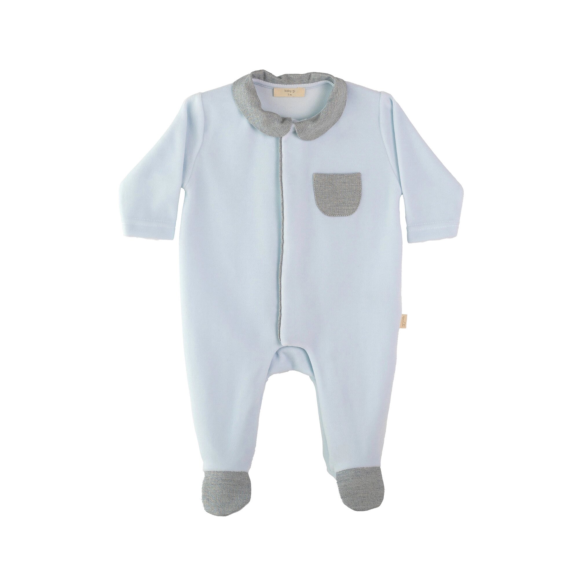 Babygrow de Abertura Frontal com Bolso Baby Gi Azul-1