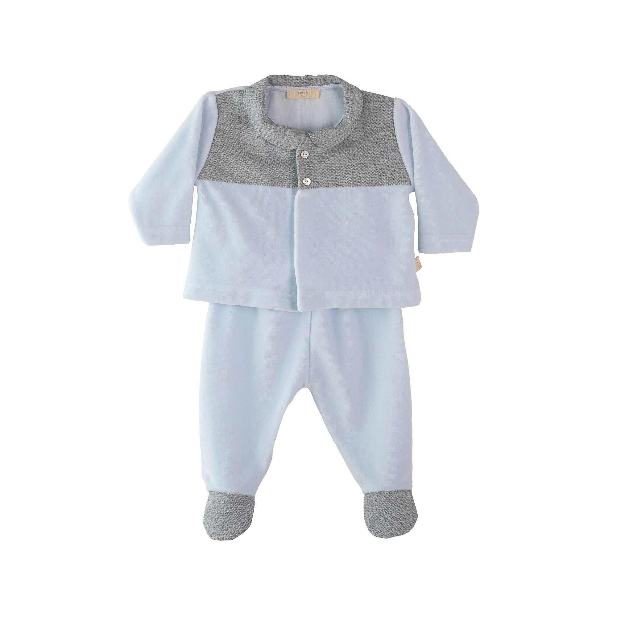Conjunto de Duas Peças com Gola Redonda Azul-1
