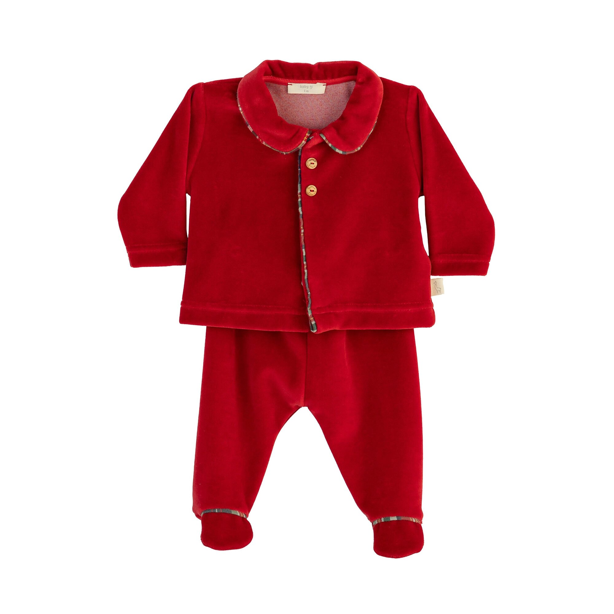 Conjunto de Duas Peças com Gola Redonda Baby Gi Vermelho-1