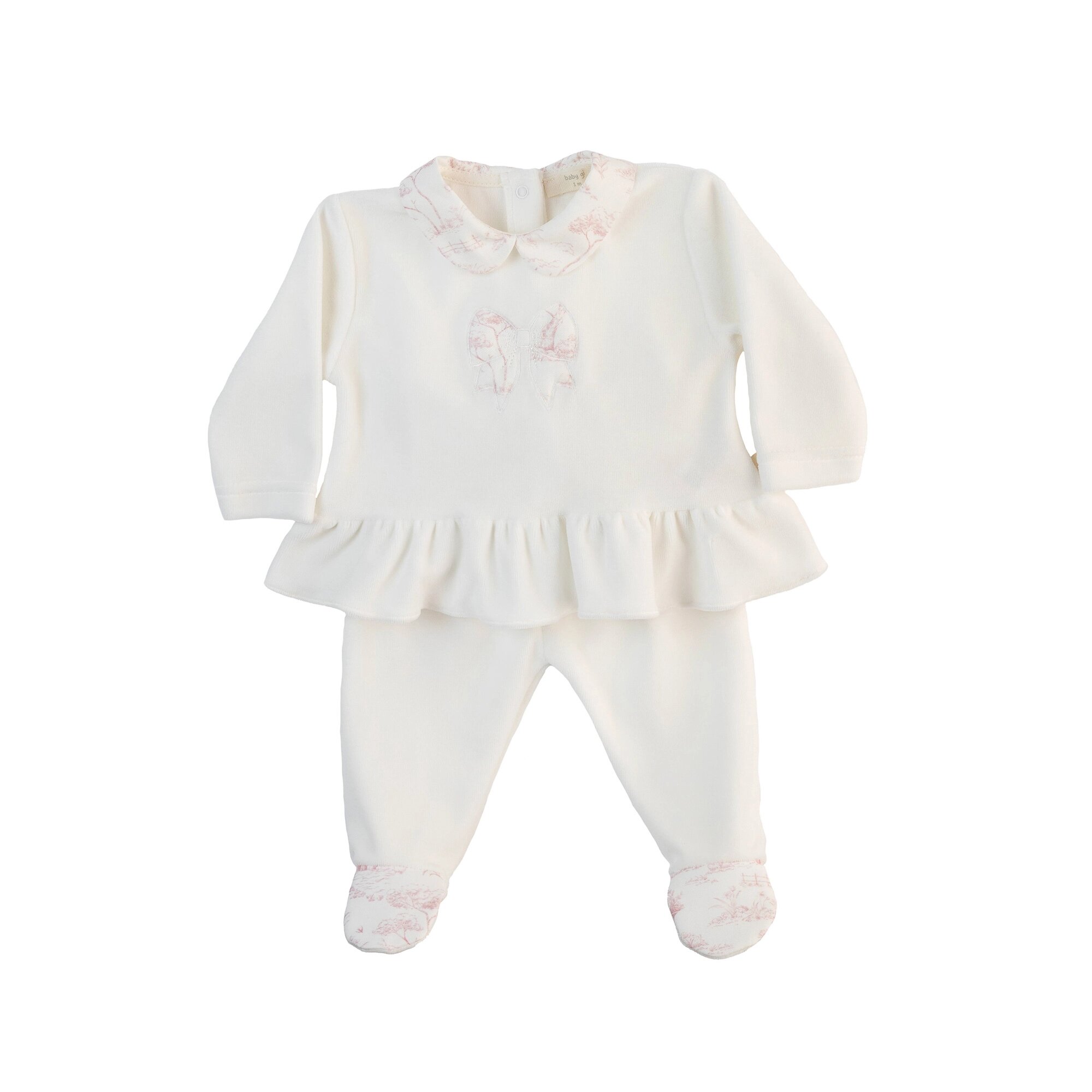 Conjunto de Duas Peças com Laço Bordado Baby Gi Pérola-1