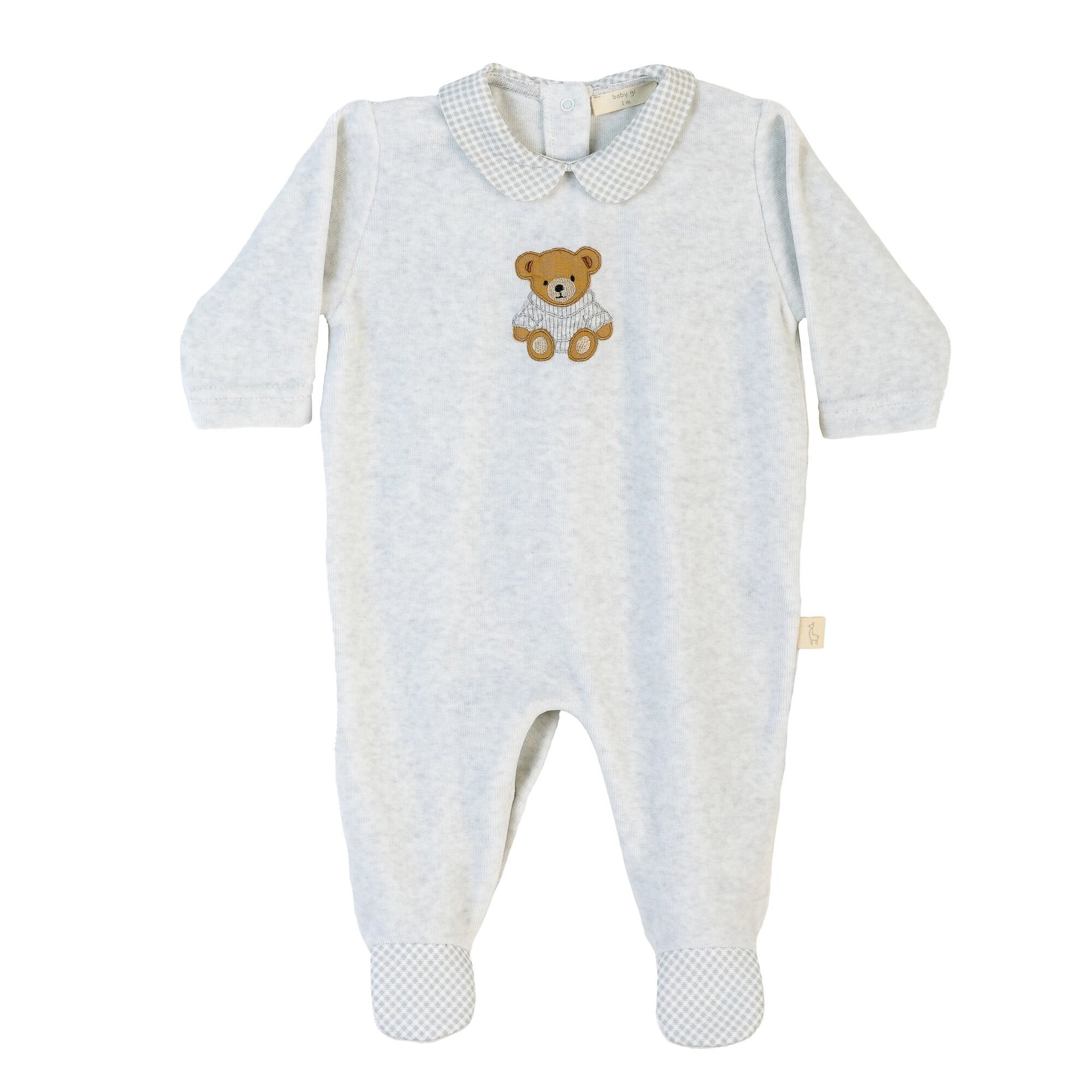 Babygrow com Urso Bordado Baby Gi Cinzento-claro-1