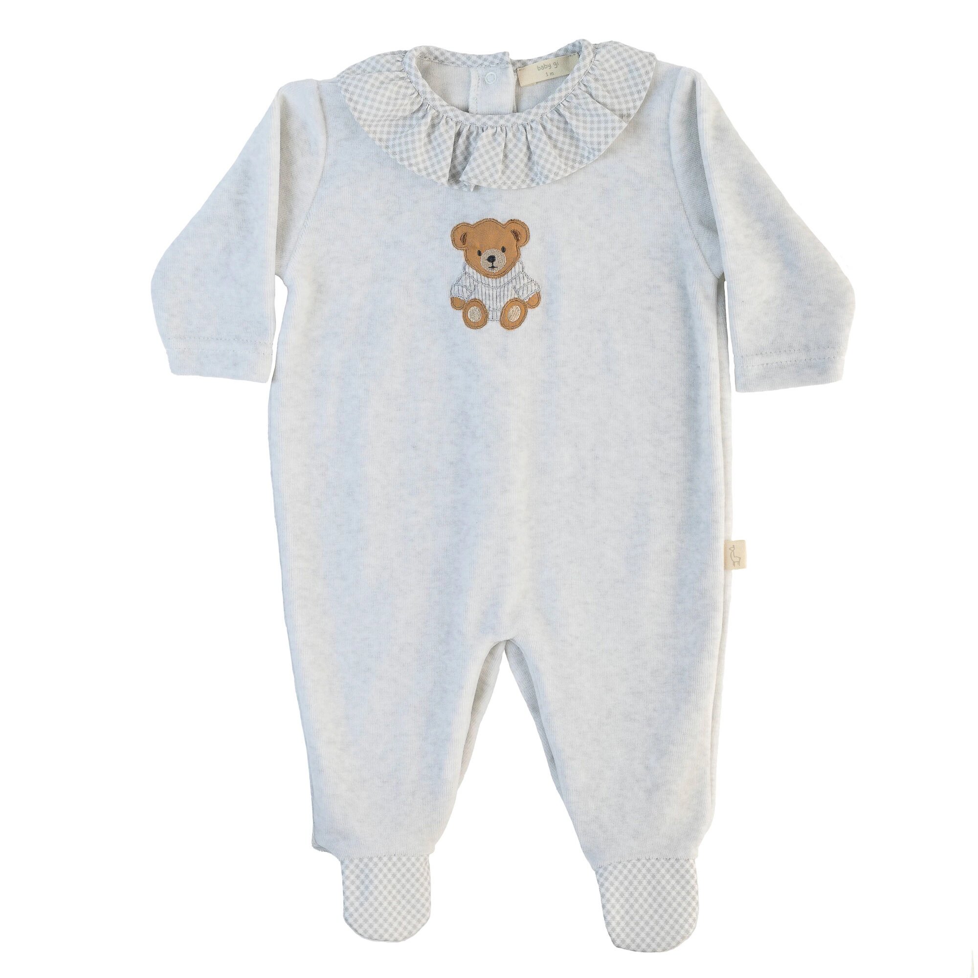 Babygrow com Urso Bordado Baby Gi Cinzento-claro-1