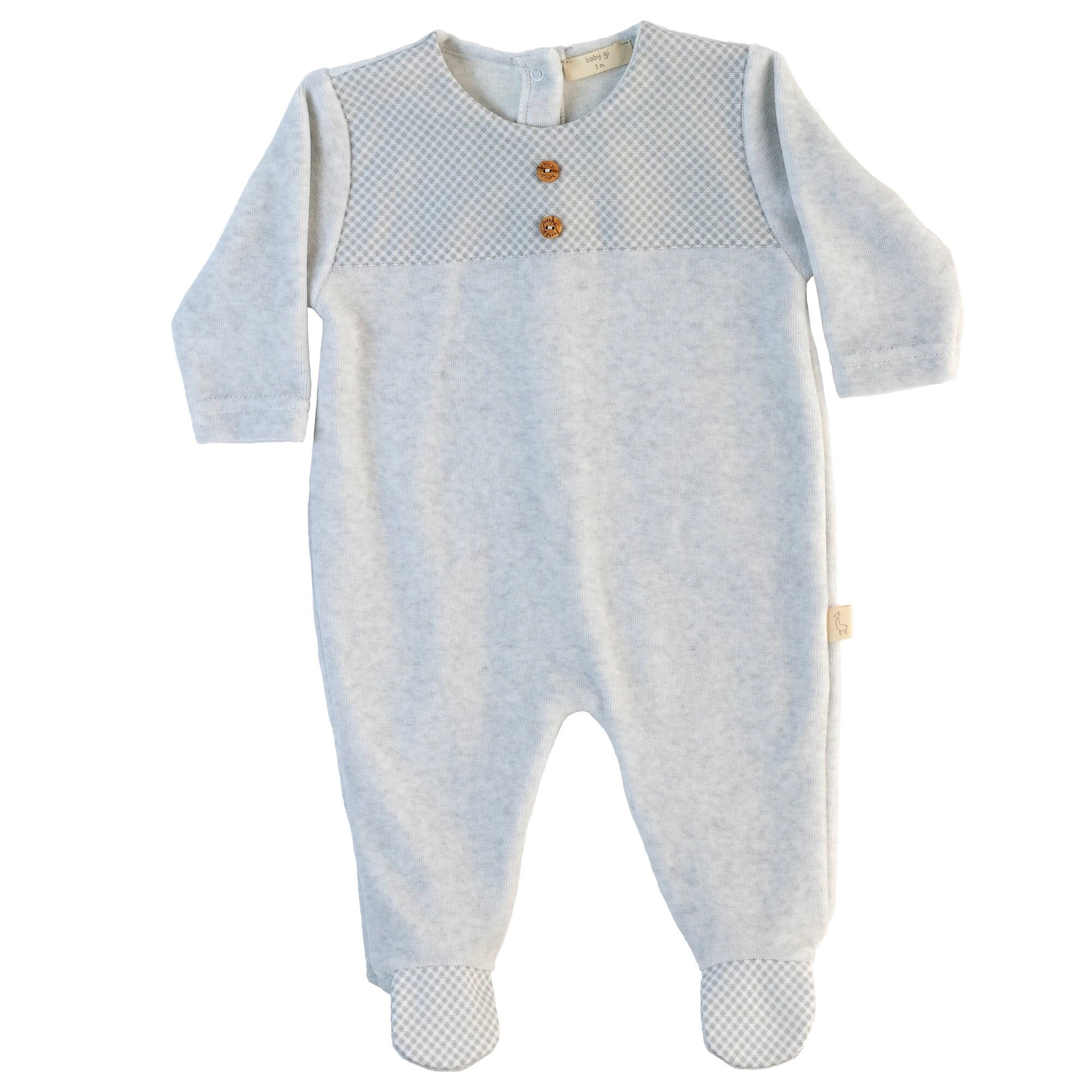 Babygrow com Peito em Vichy Cinzento-claro-1
