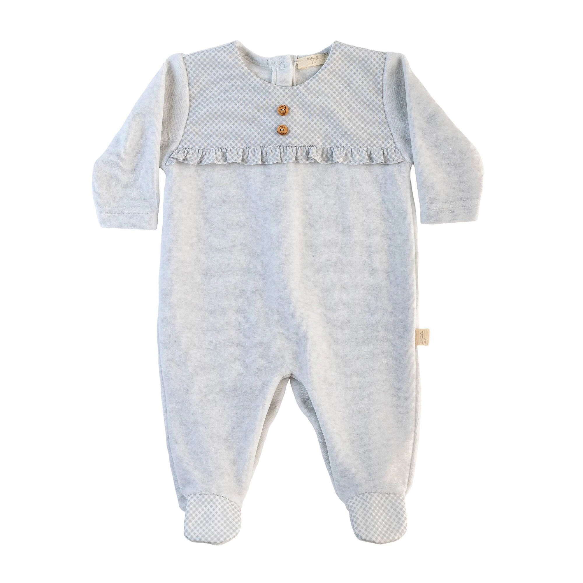 Babygrow com Peito em Vichy Baby Gi Cinzento-claro-1