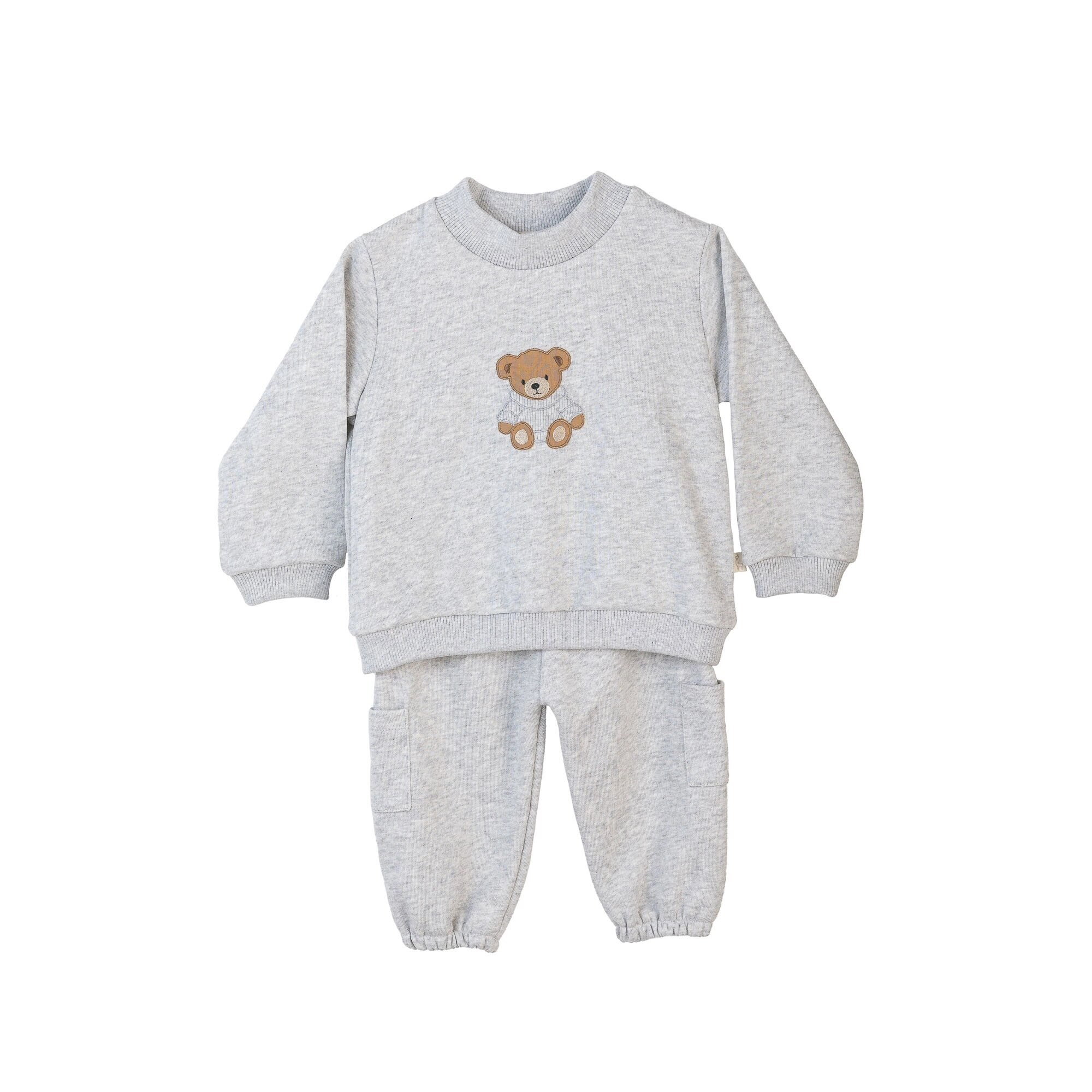 Fato de Treino com Urso Bordado Baby Gi Cinzento-escuro-1