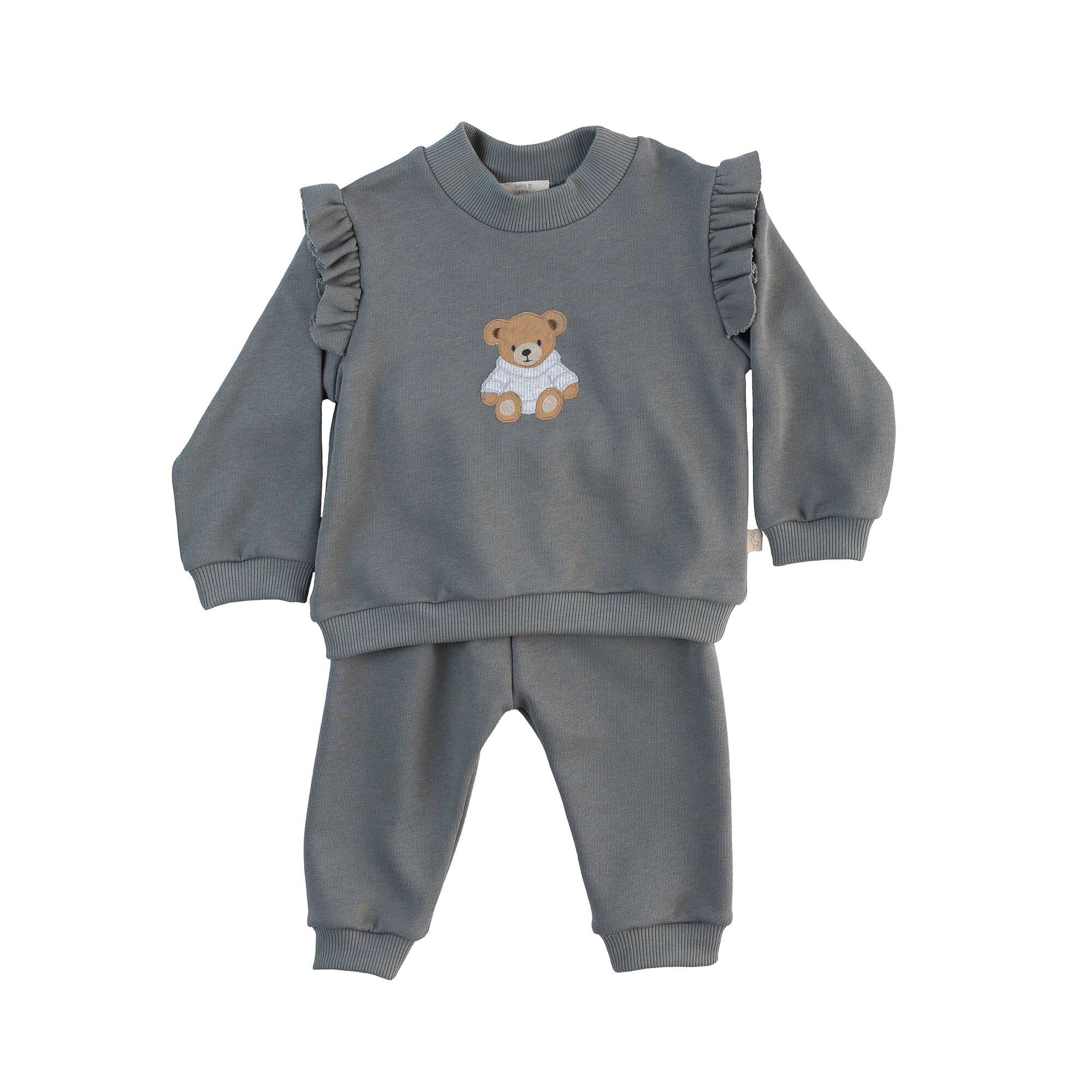 Fato de Treino com Urso Bordado Baby Gi Cinzento-escuro-1