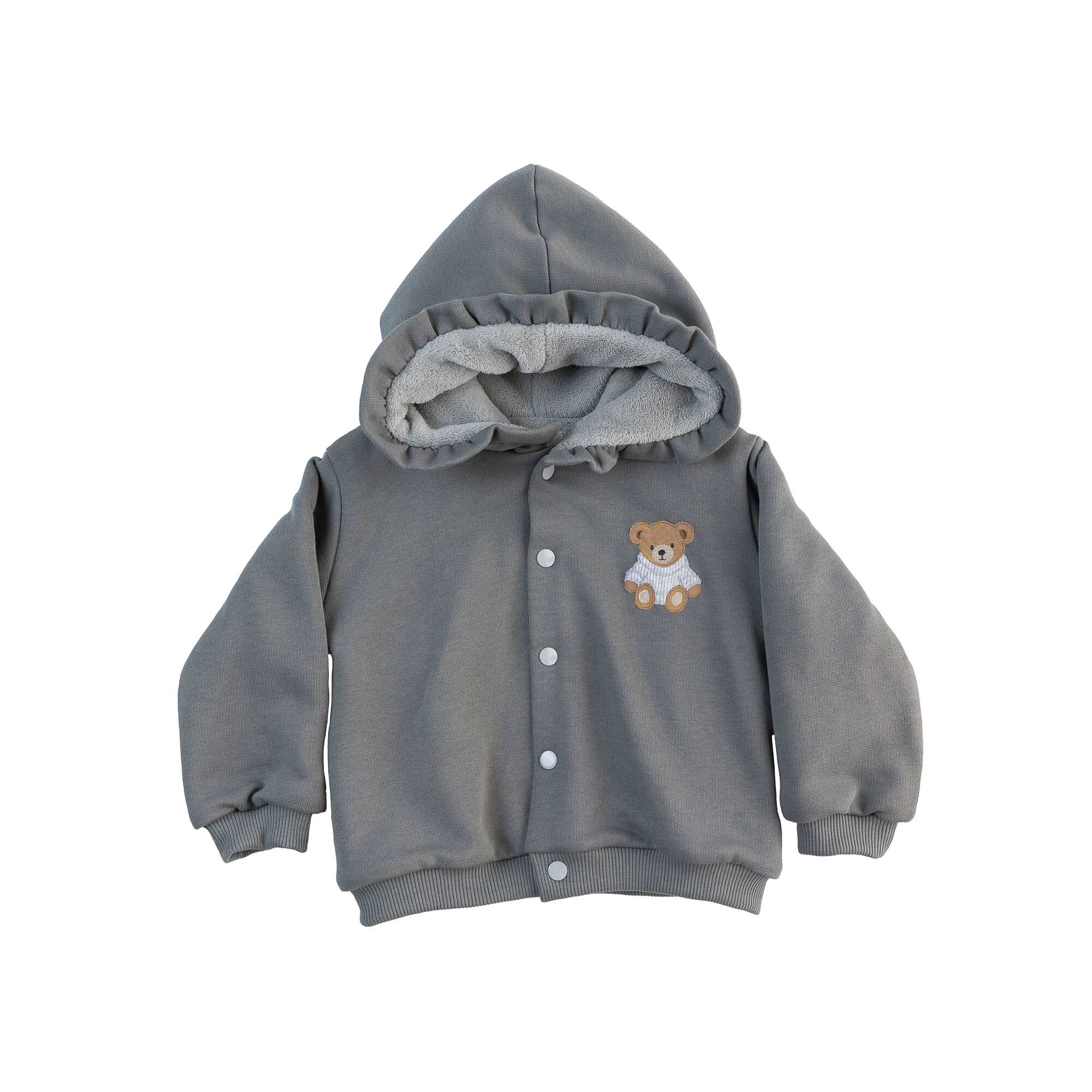 Casaco com Urso Bordado Baby Gi Cinzento-escuro-1