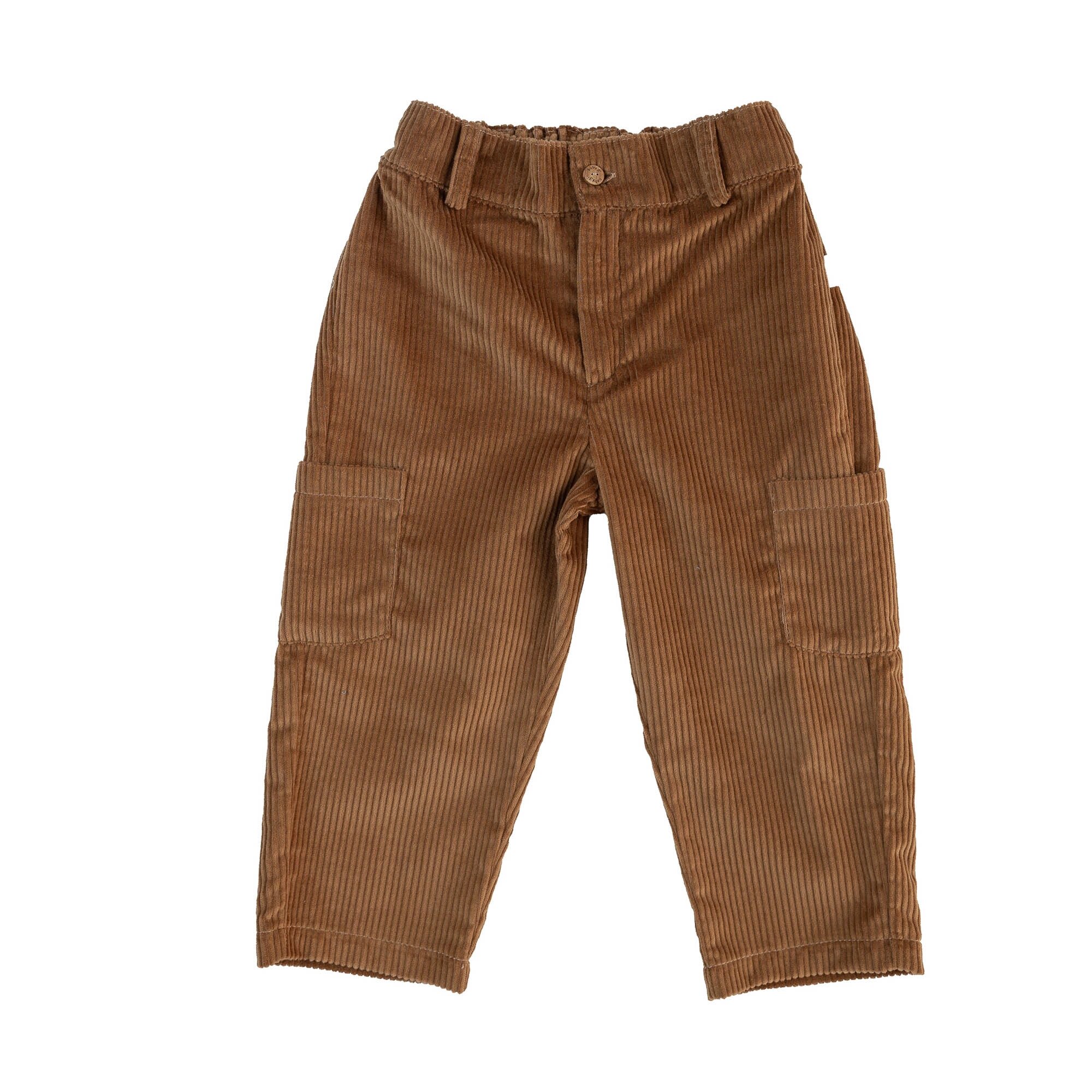 Calças em Bombazine com Bolsos Baby Gi Castanho-1