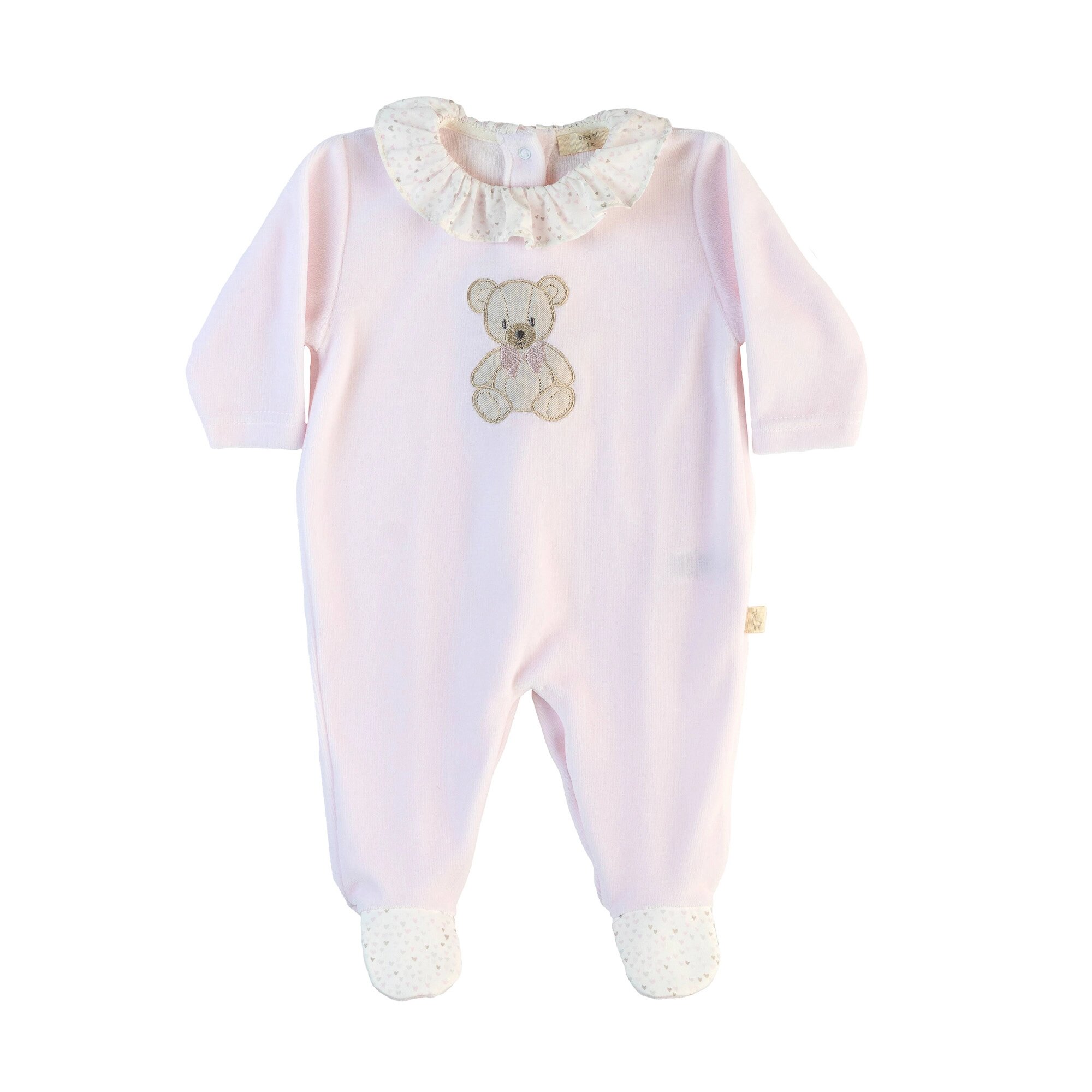 Babygrow com Urso Bordado Baby Gi Rosa-1