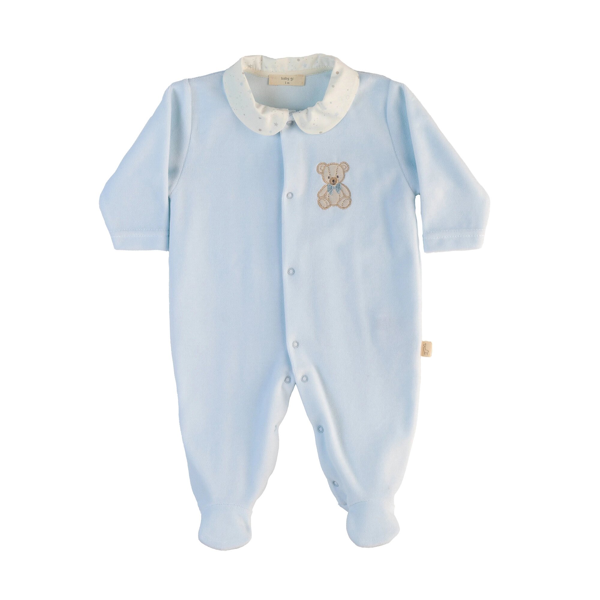 Babygrow com Urso Bordado Baby Gi Azul-1