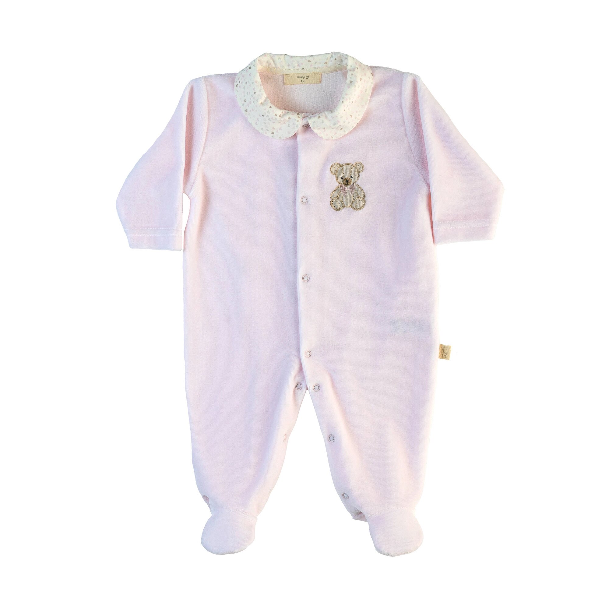 Babygrow com Urso Bordado Baby Gi Rosa-1
