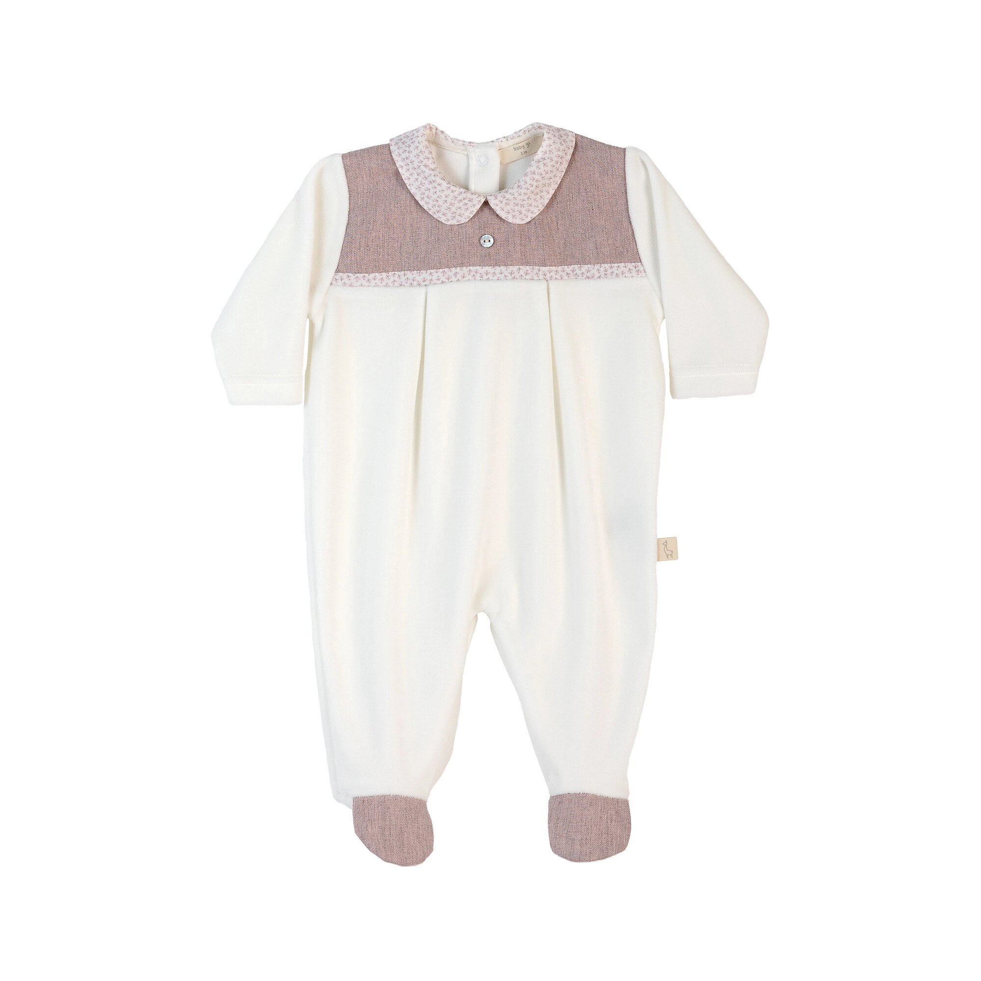 Babygrow com Gola Redonda e Peito em Tecido Baby Gi Pérola-1