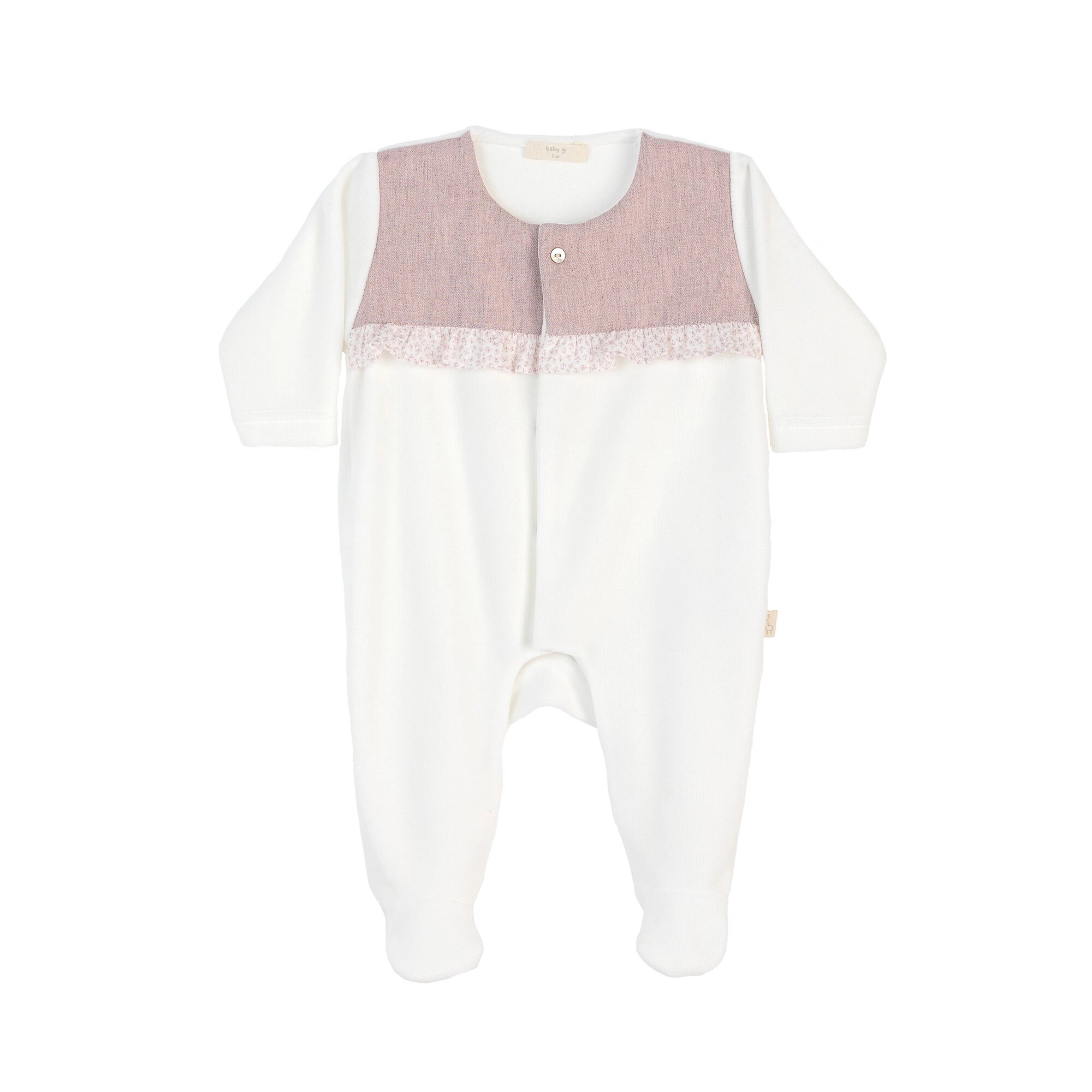 Babygrow de Abertura Frontal com Peito em Tecido Baby Gi Pérola-1