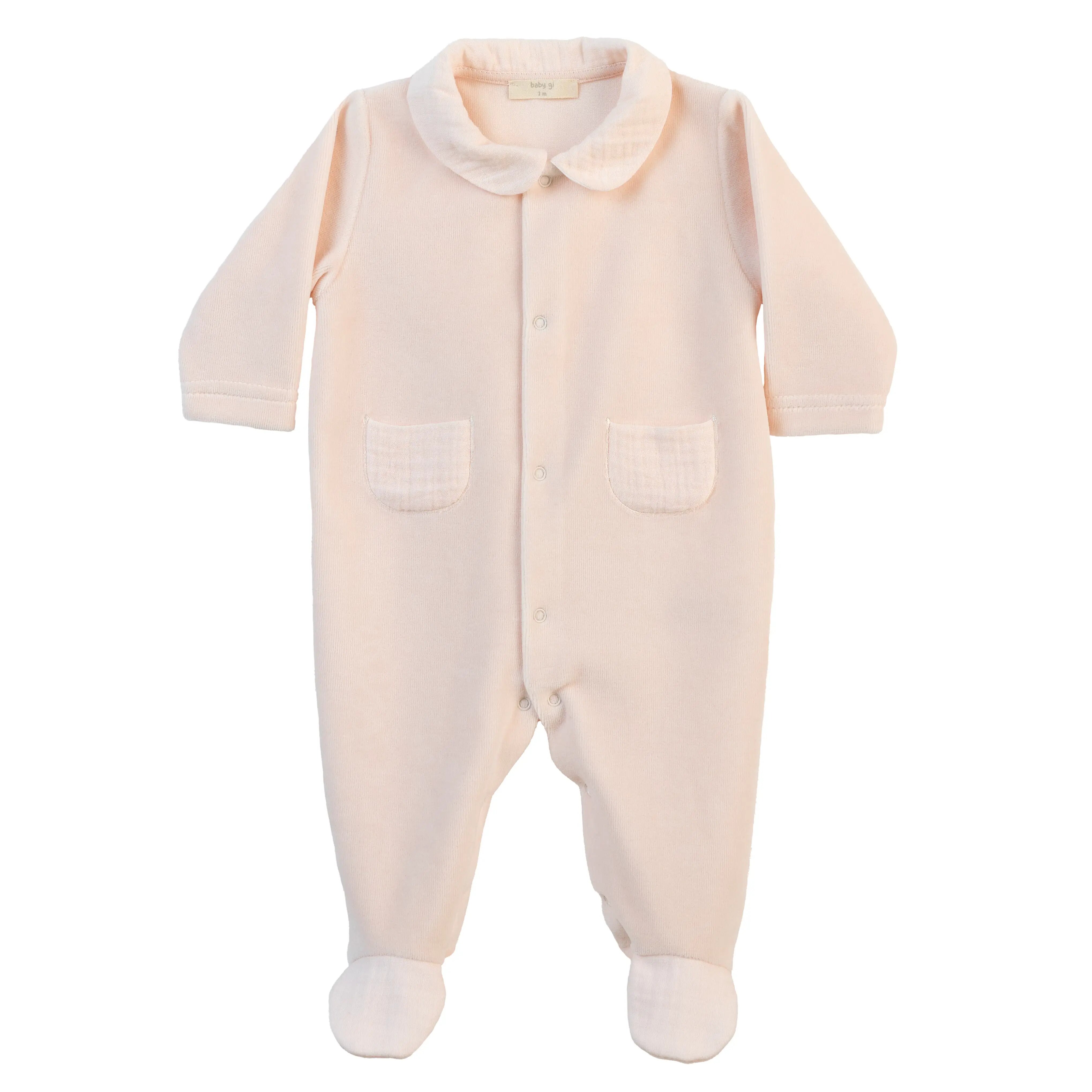 Babygrow de Abertura Frontal com Bolsos Baby Gi Salmão-1
